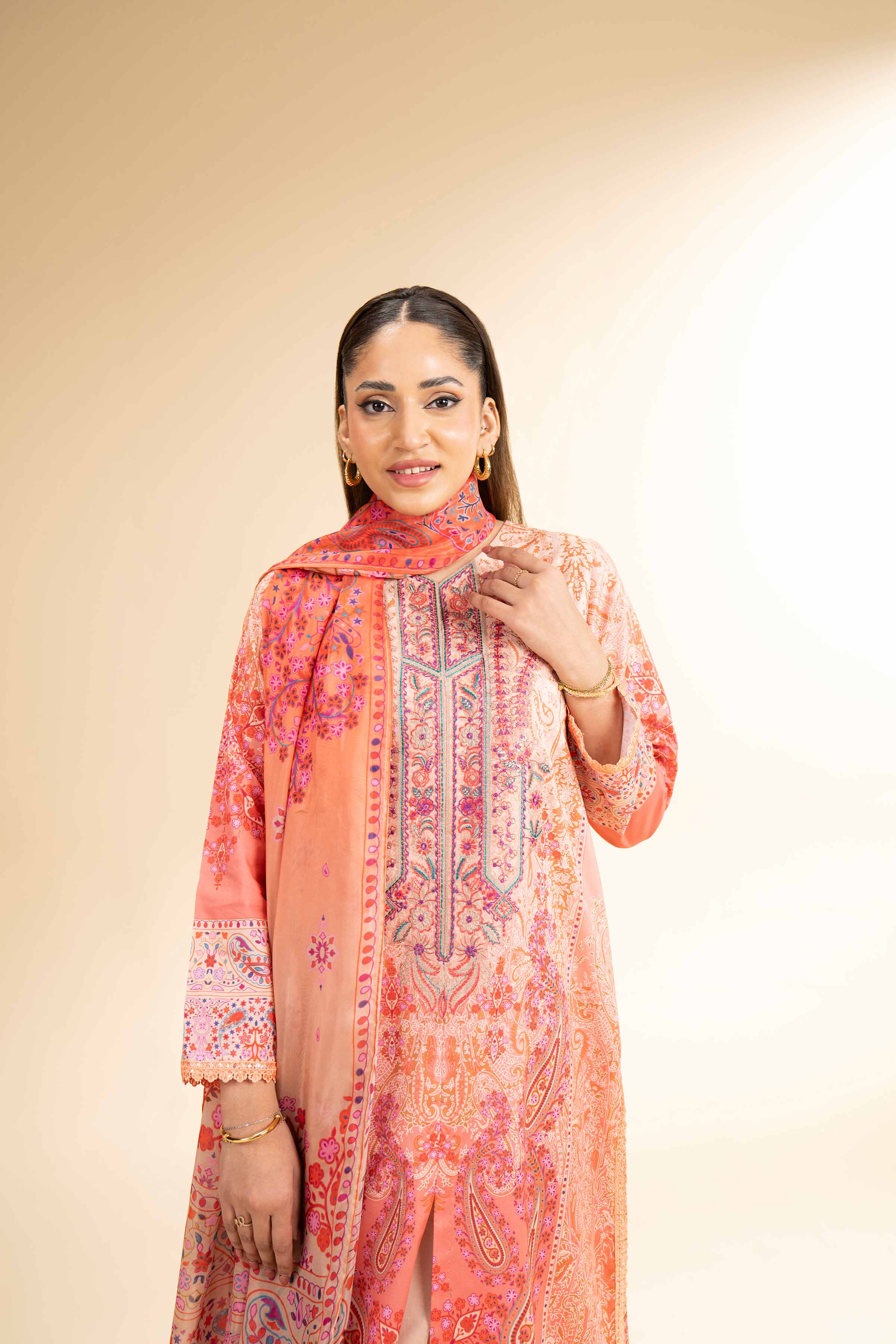 3 Piece - Digital Printed Embroidered Suit - 42501485