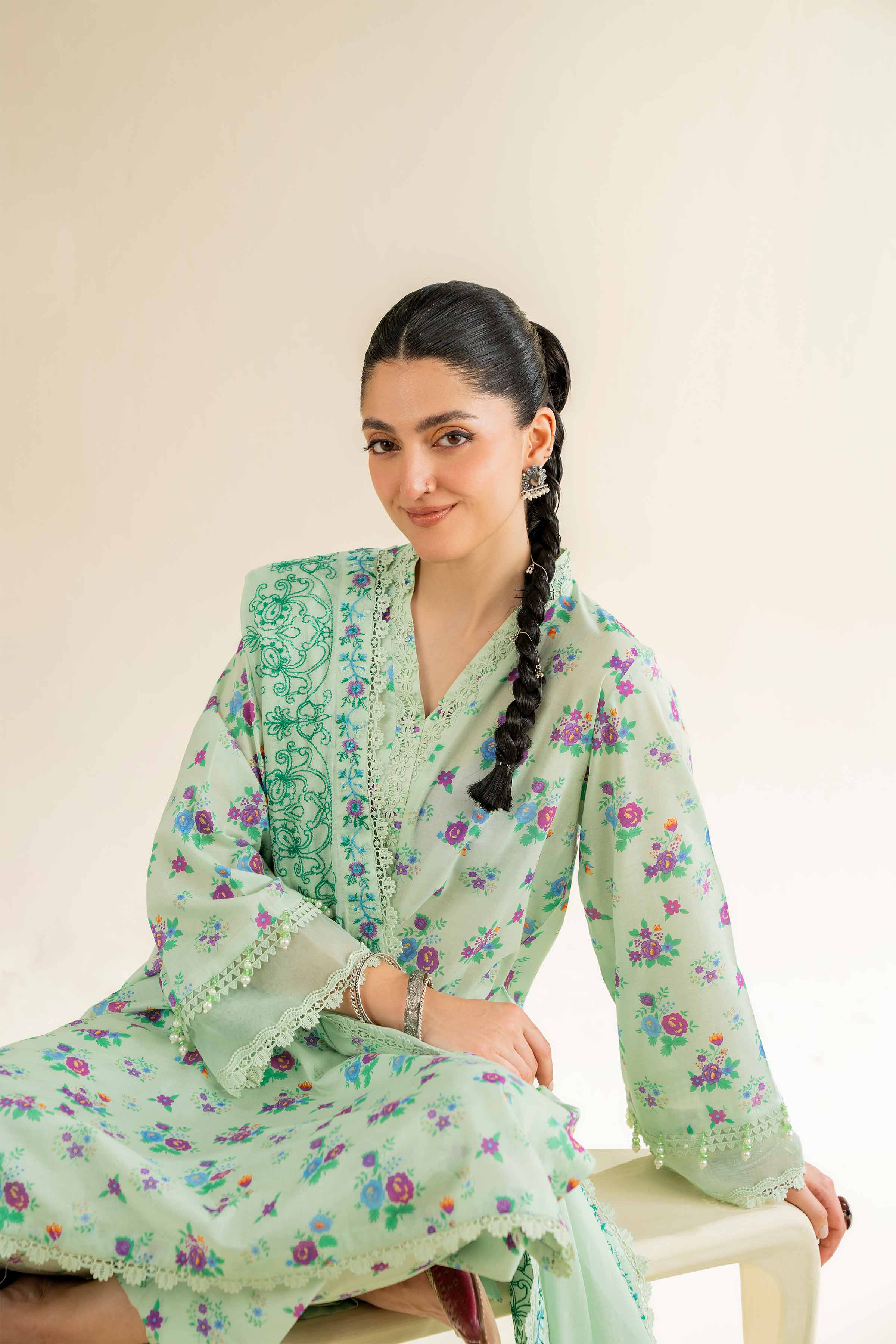 3 Piece - Printed Embroidered Suit - 42501498