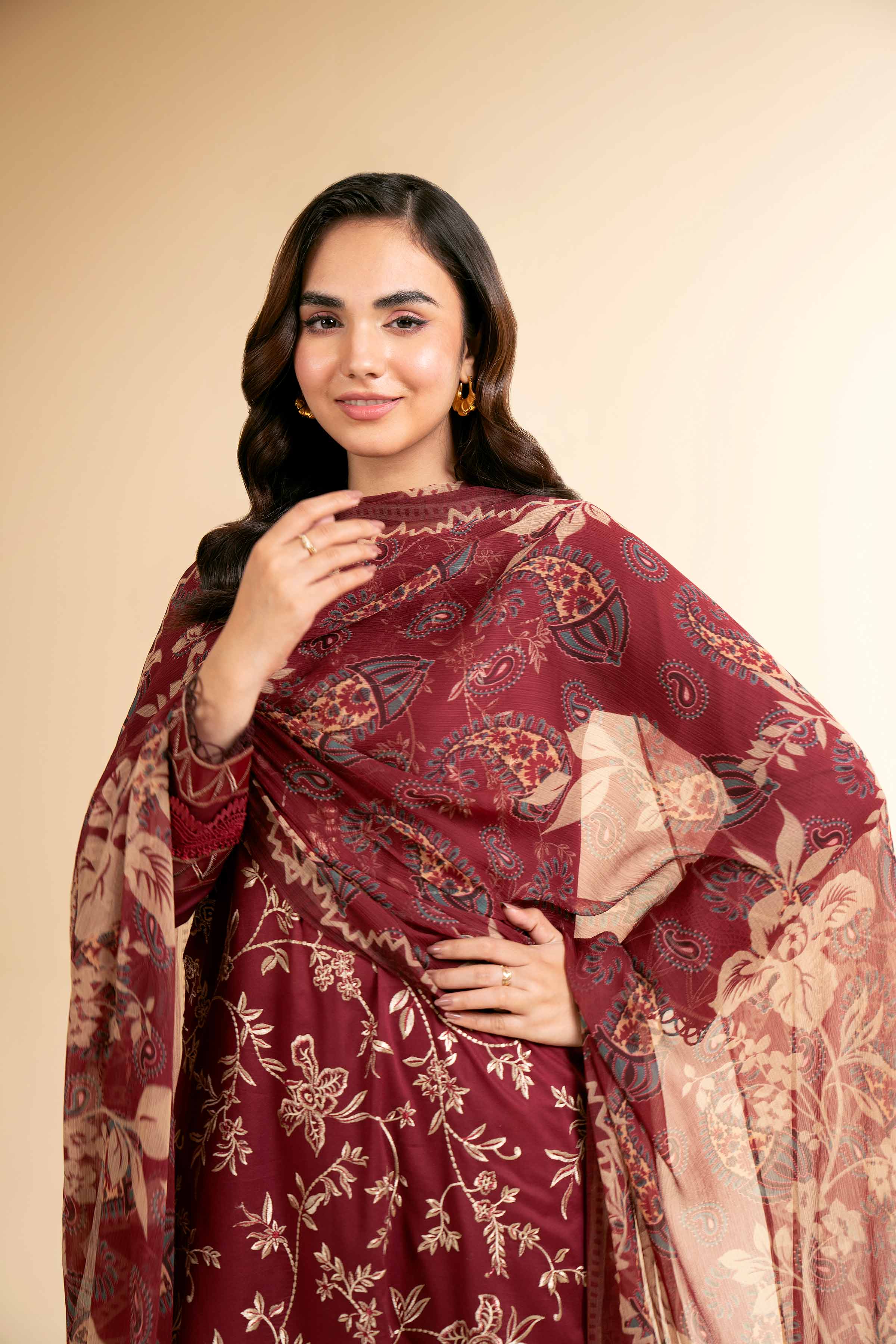 3 Piece - Digital Printed Embroidered Suit - 42501612