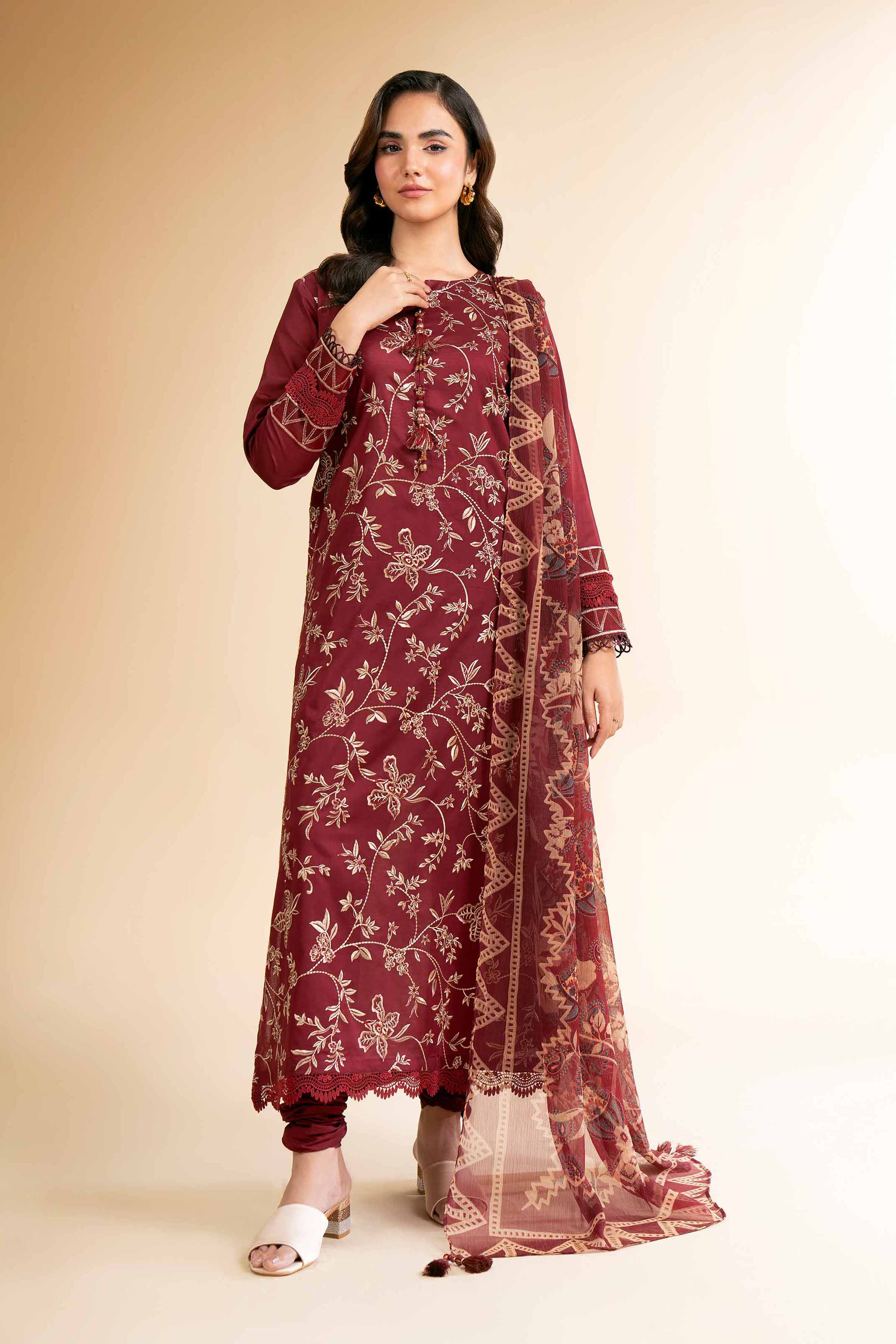 3 Piece - Digital Printed Embroidered Suit - 42501612