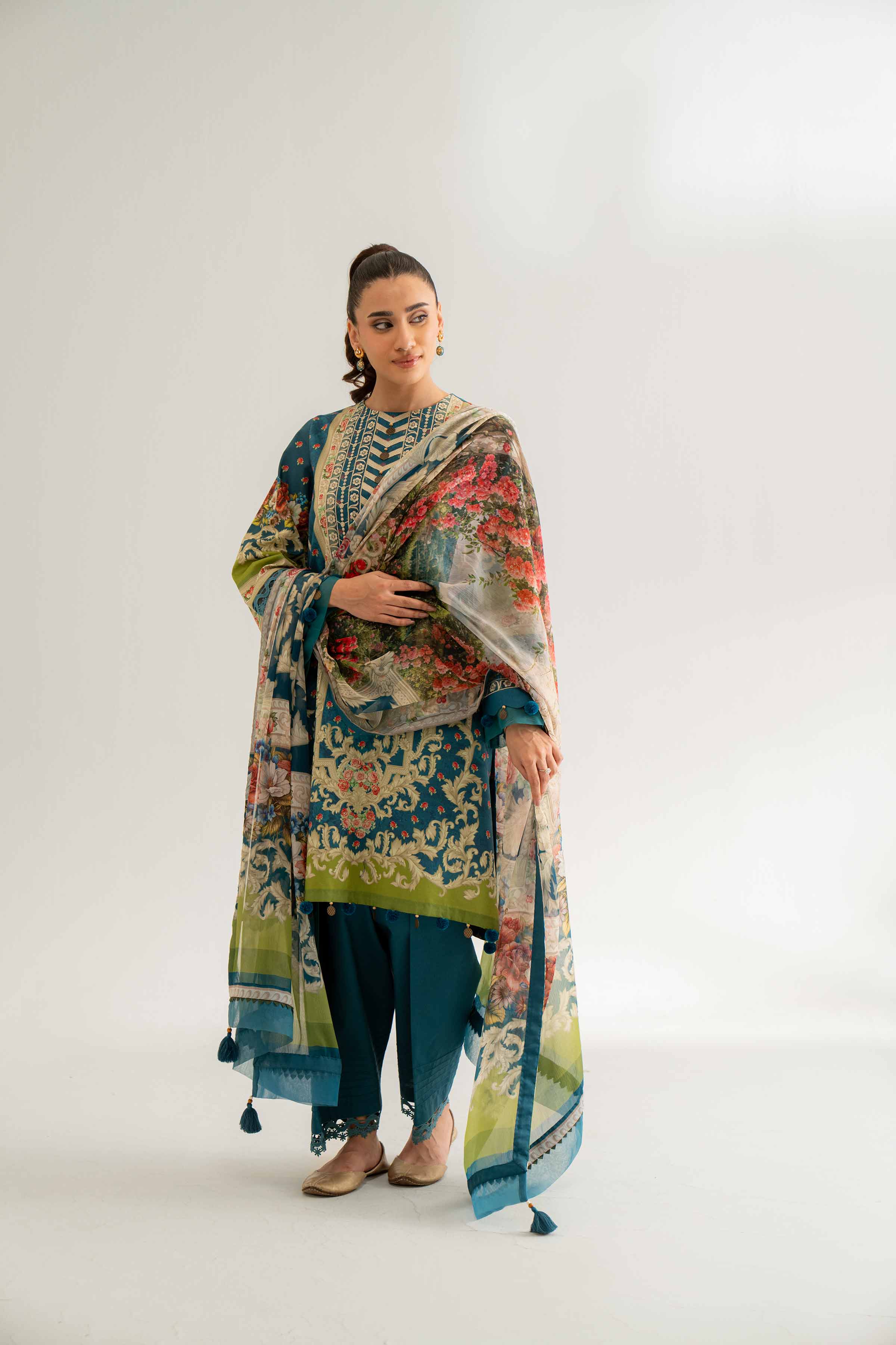 3 Piece - Digital Printed Embroidered Suit - 42501640