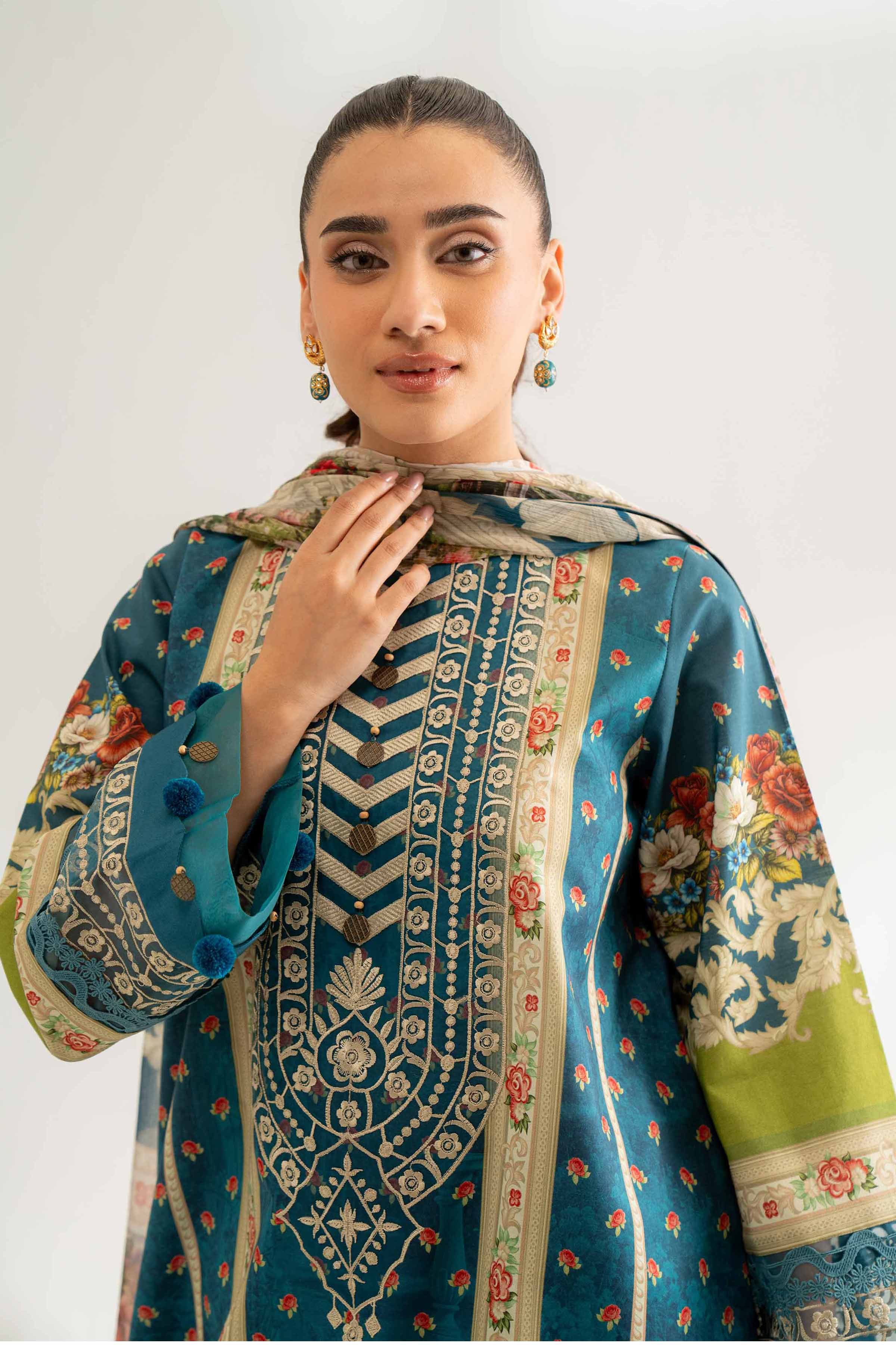 3 Piece - Digital Printed Embroidered Suit - 42501640