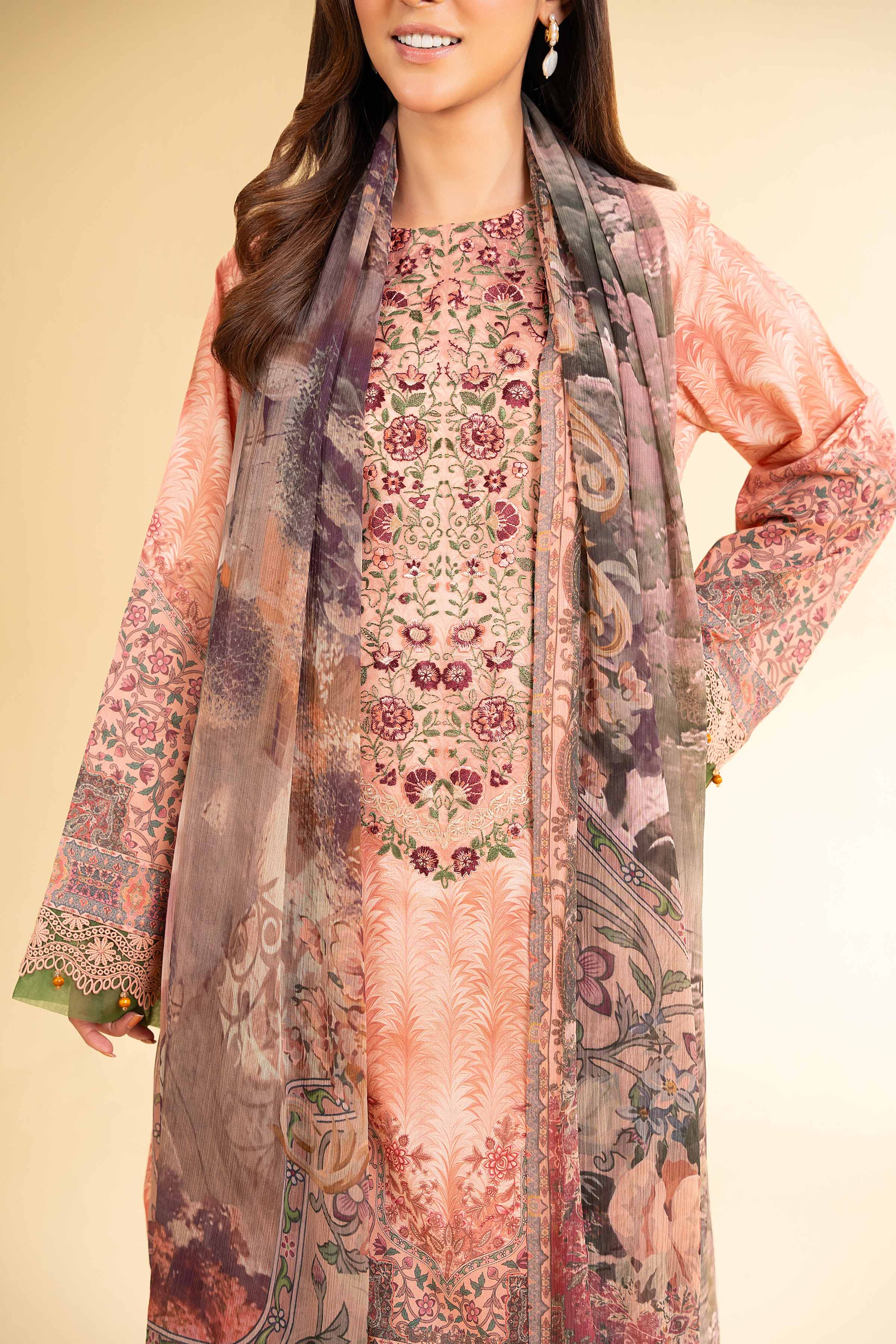 3 Piece - Digital Printed Embroidered Suit - 42501642