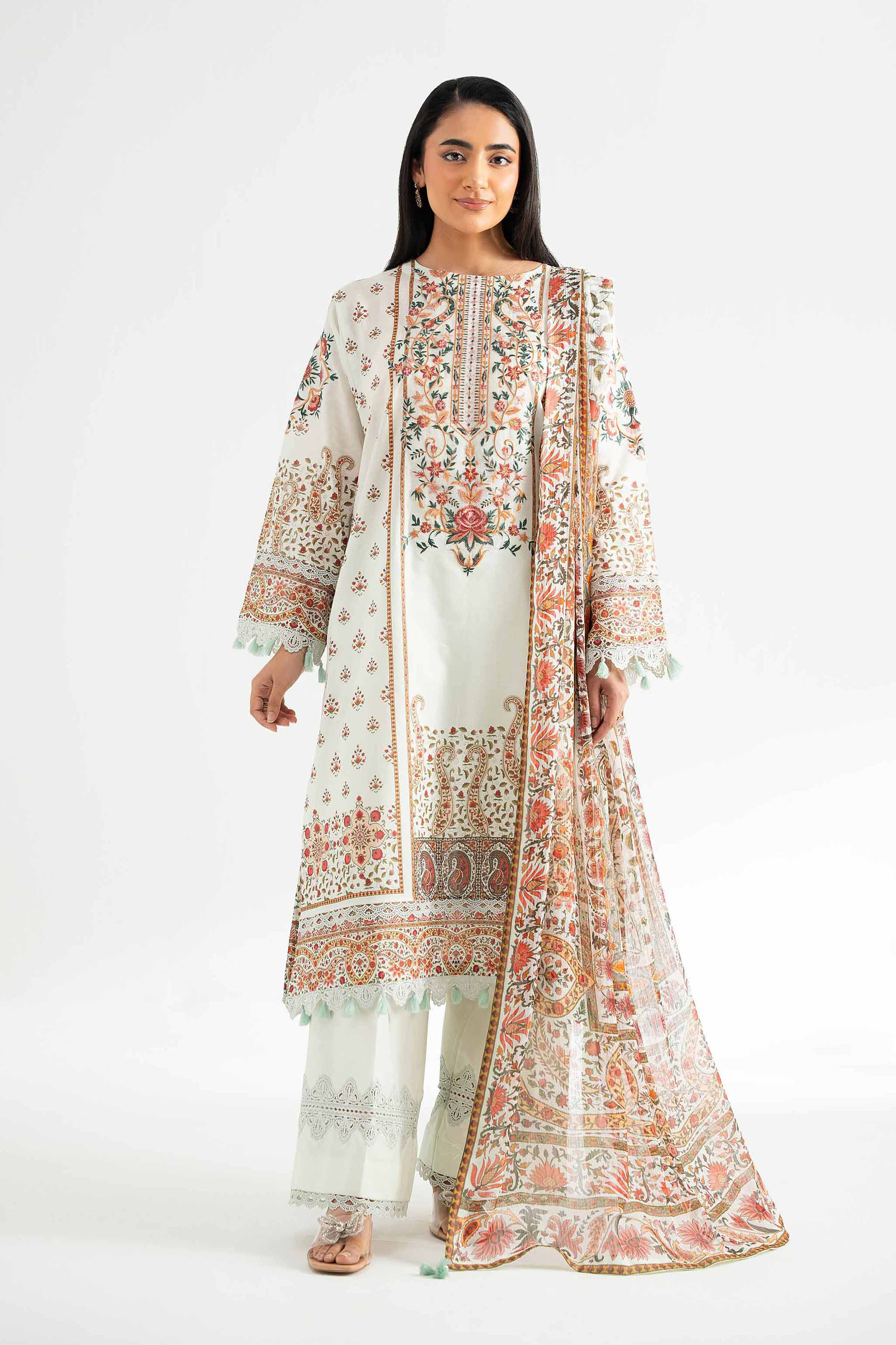 3 Piece - Digital Printed Embroidered Suit - 42501647