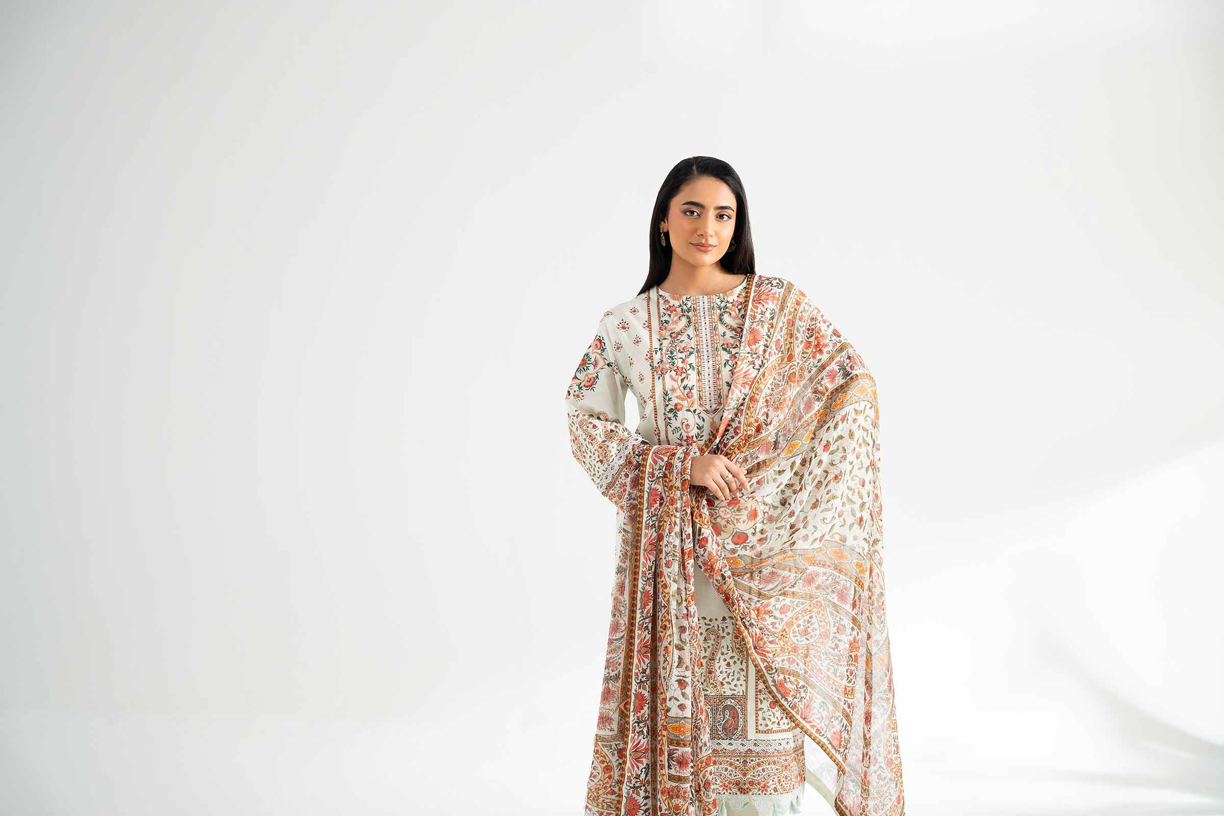 3 Piece - Digital Printed Embroidered Suit - 42501647
