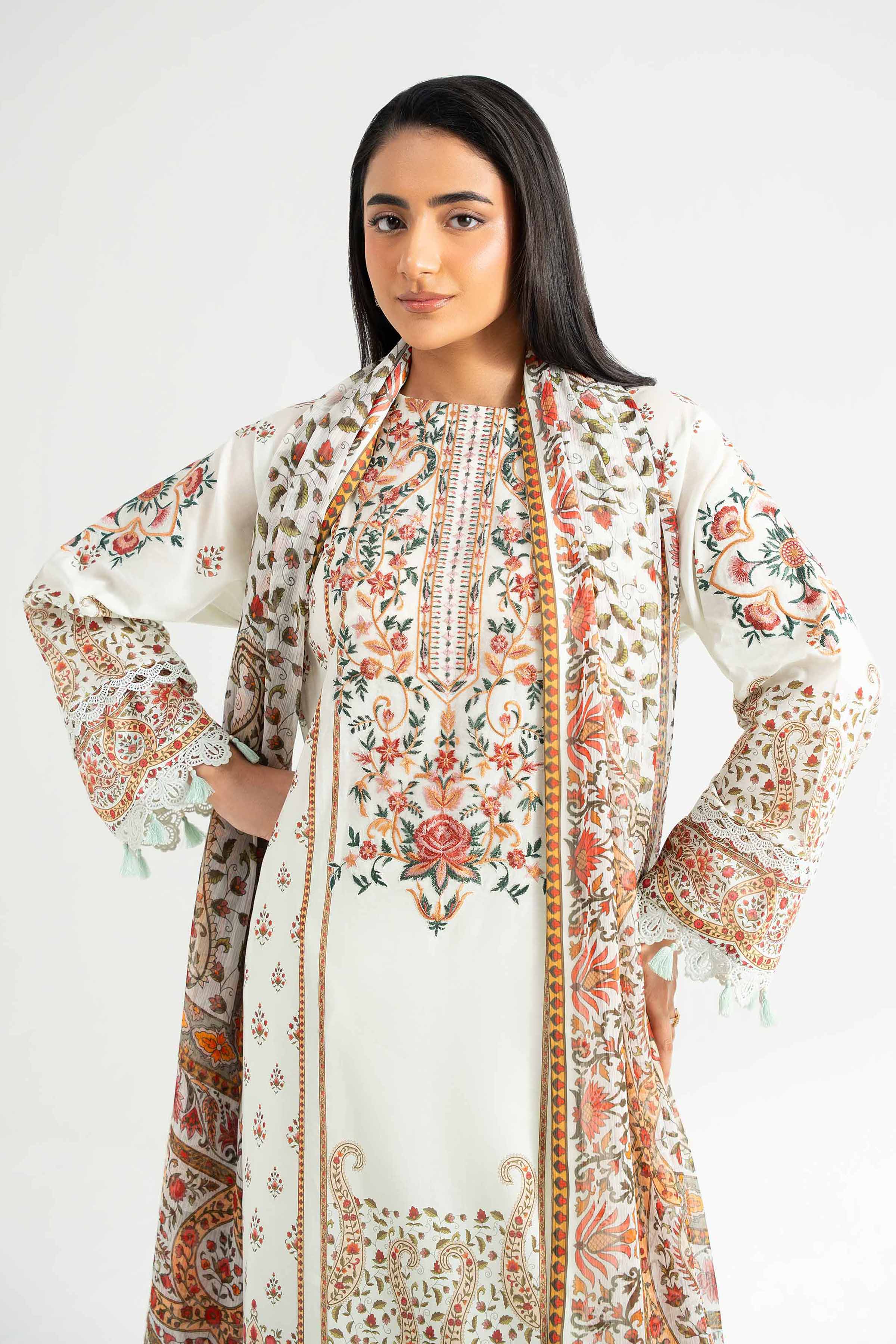 3 Piece - Digital Printed Embroidered Suit - 42501647