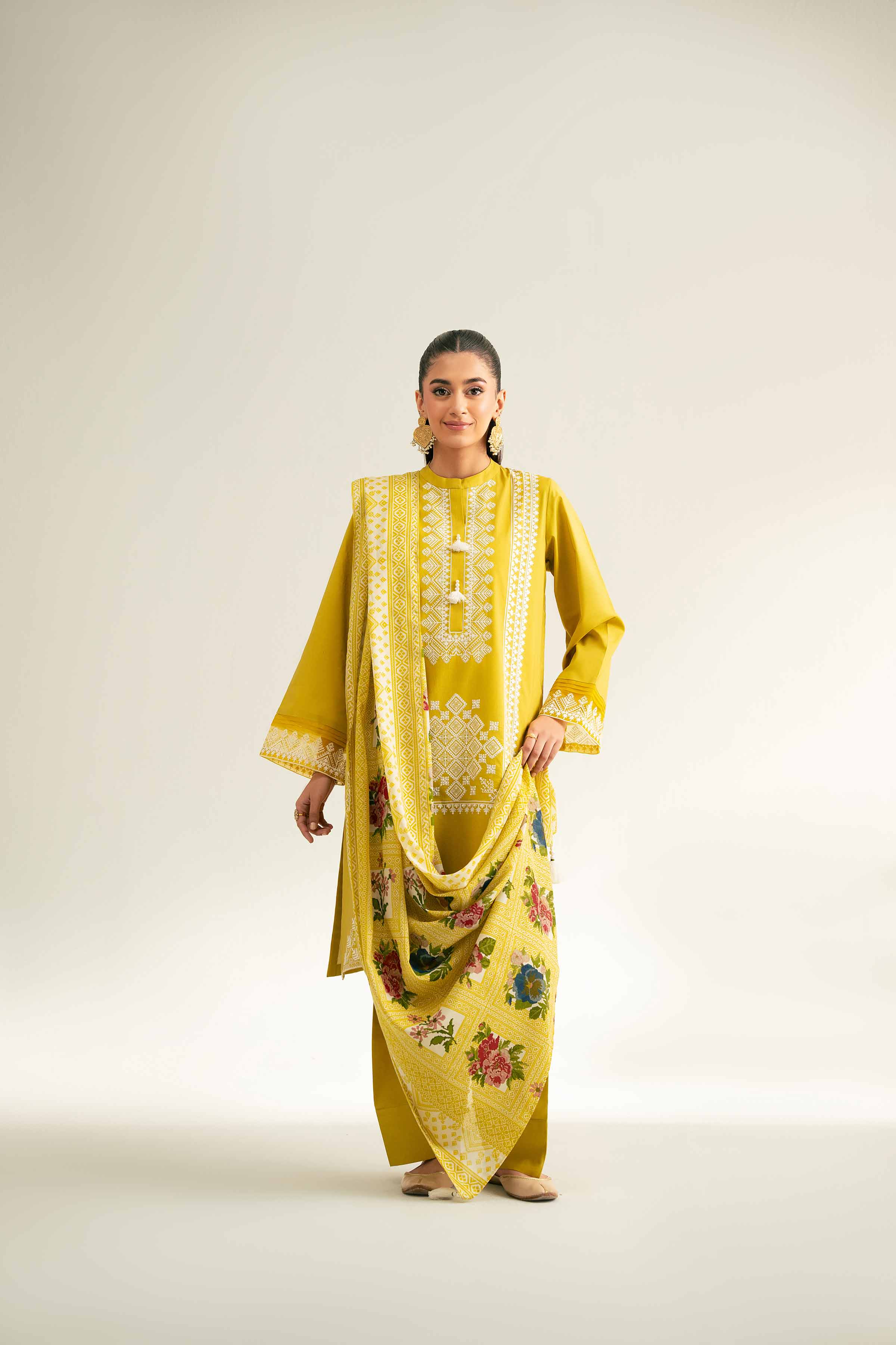 3 Piece - Printed Embroidered Suit - 42501649
