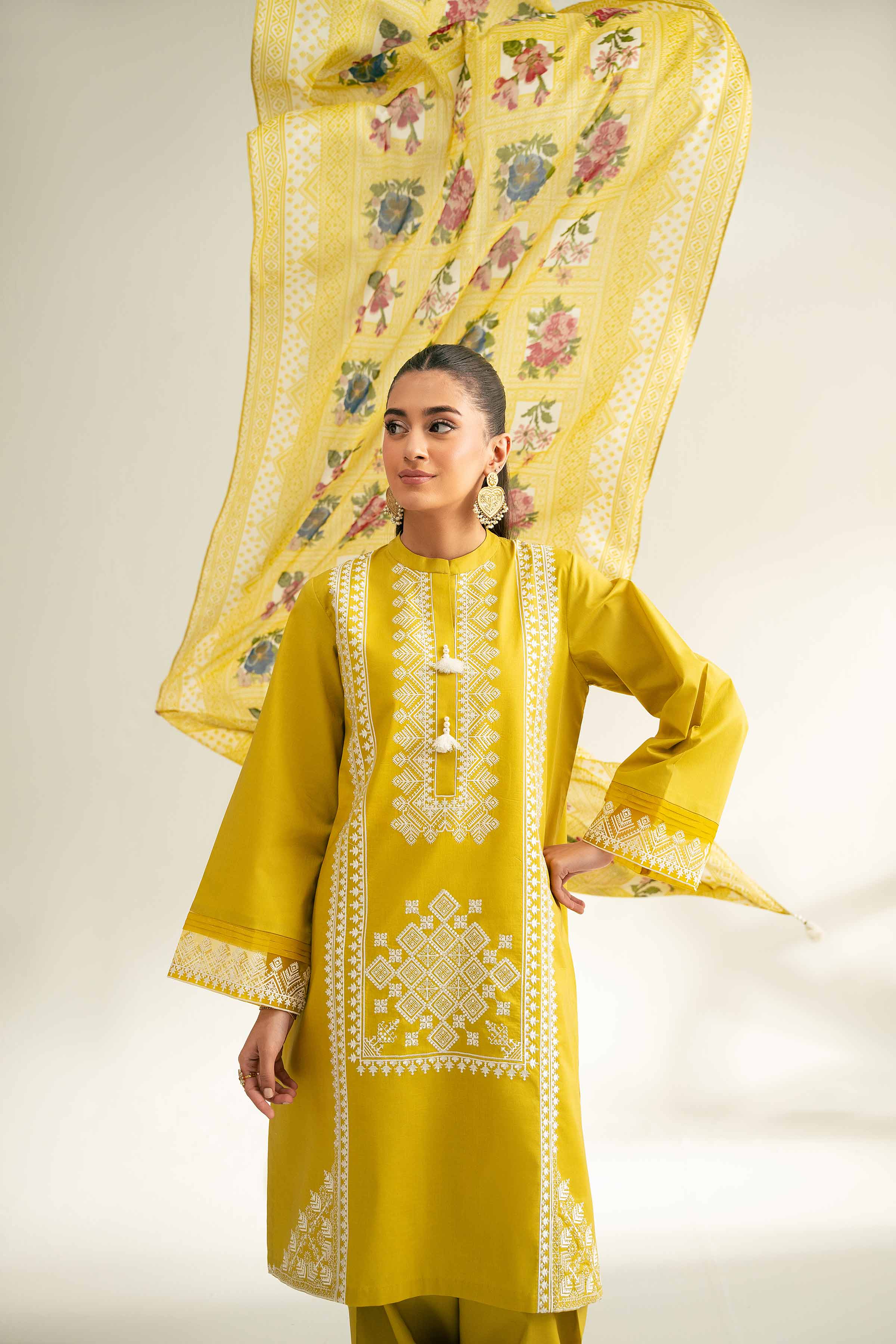 3 Piece - Printed Embroidered Suit - 42501649