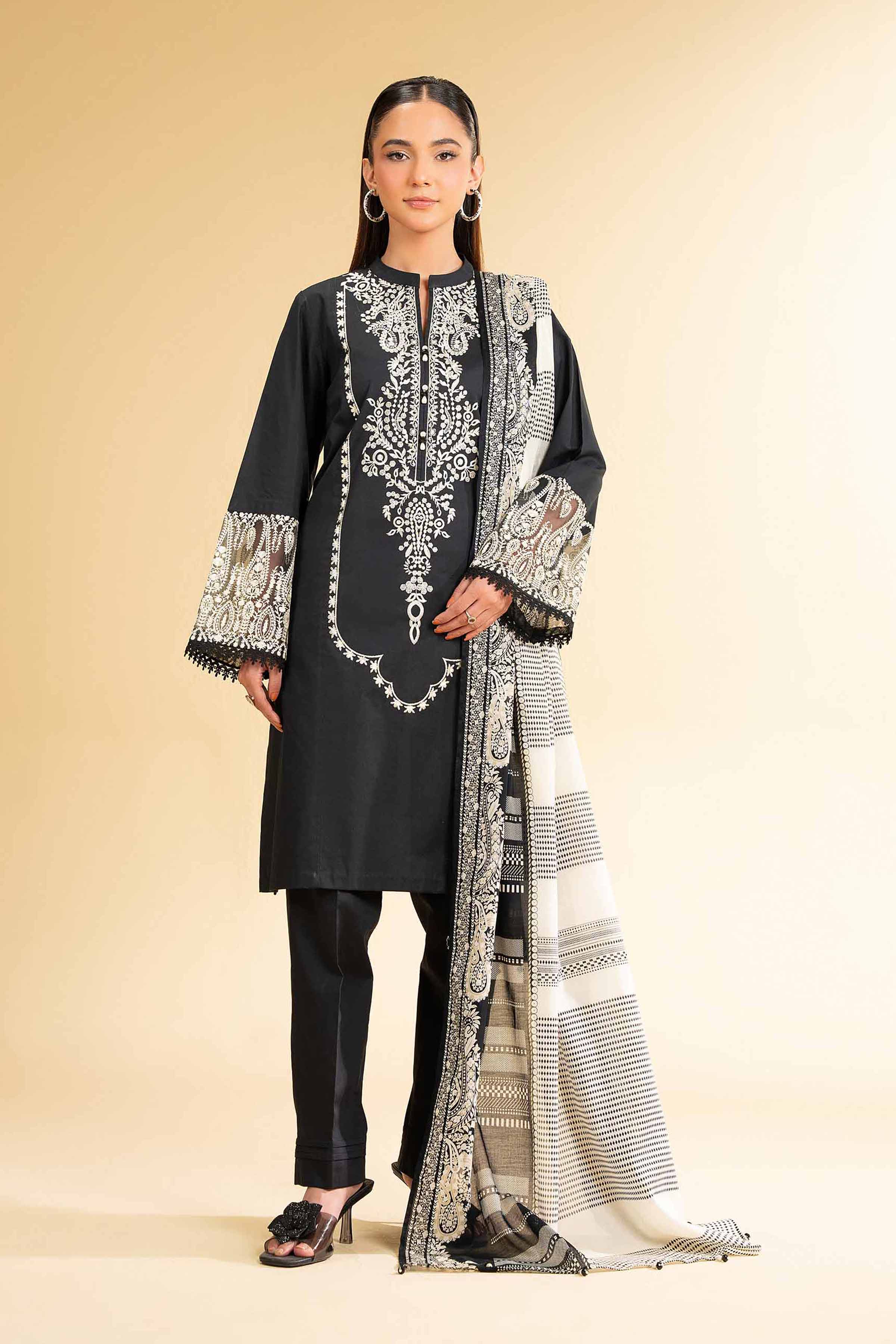3 Piece - Printed Embroidered Suit - 42501657