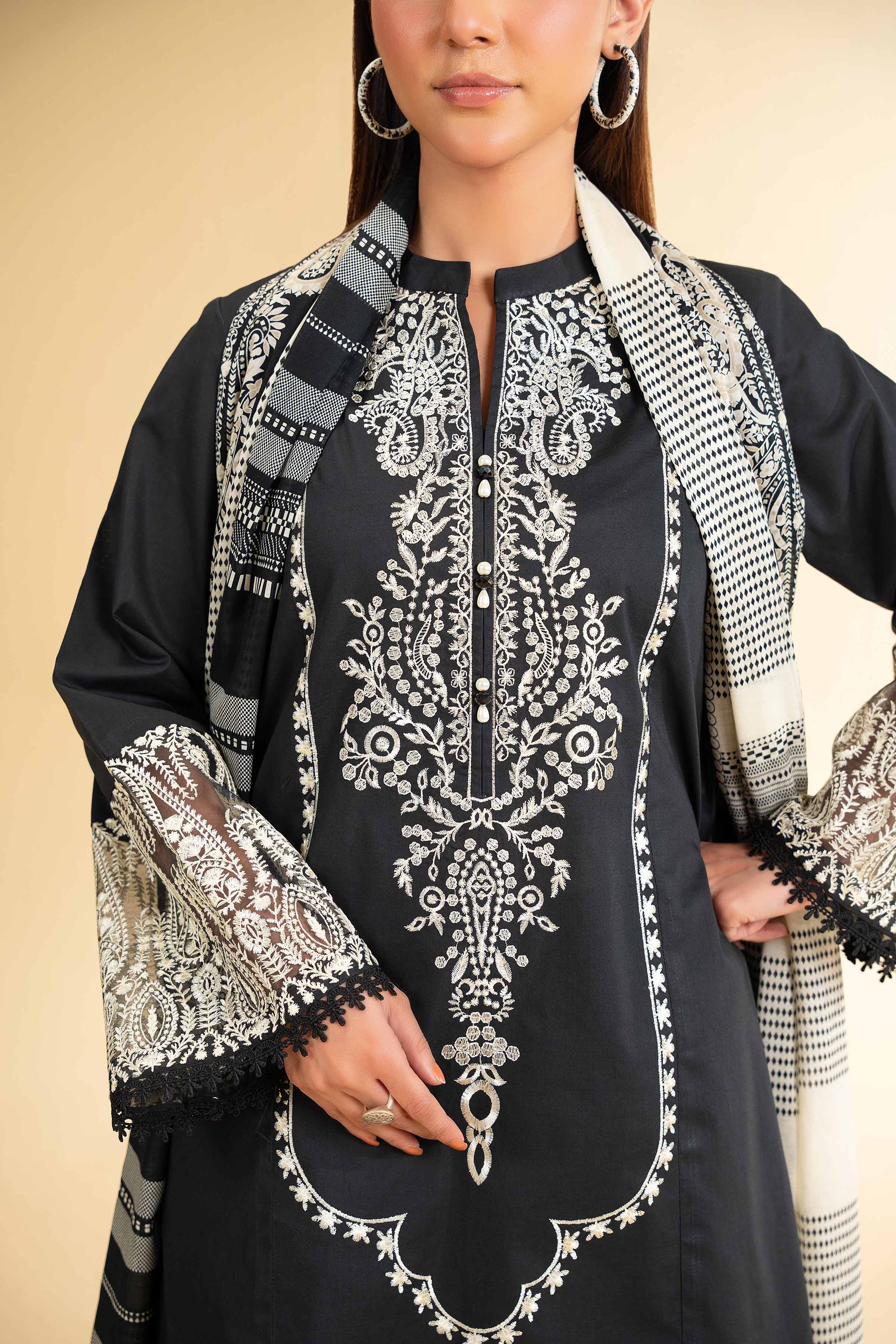 3 Piece - Printed Embroidered Suit - 42501657