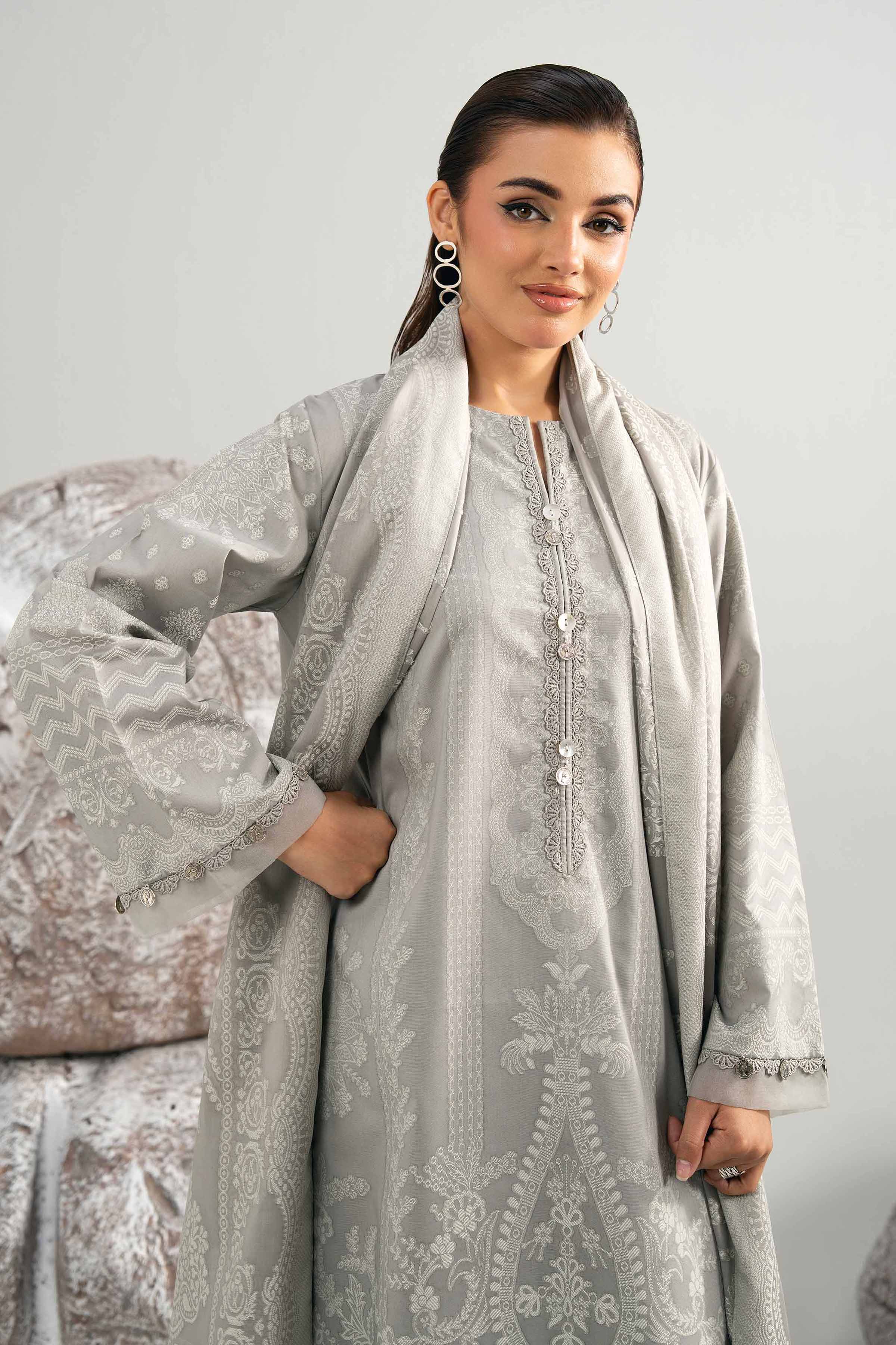 3 Piece - Dyed Jacquard Suit - 42502043 for Women - Unstitched Collection | Nishat | Shop Online