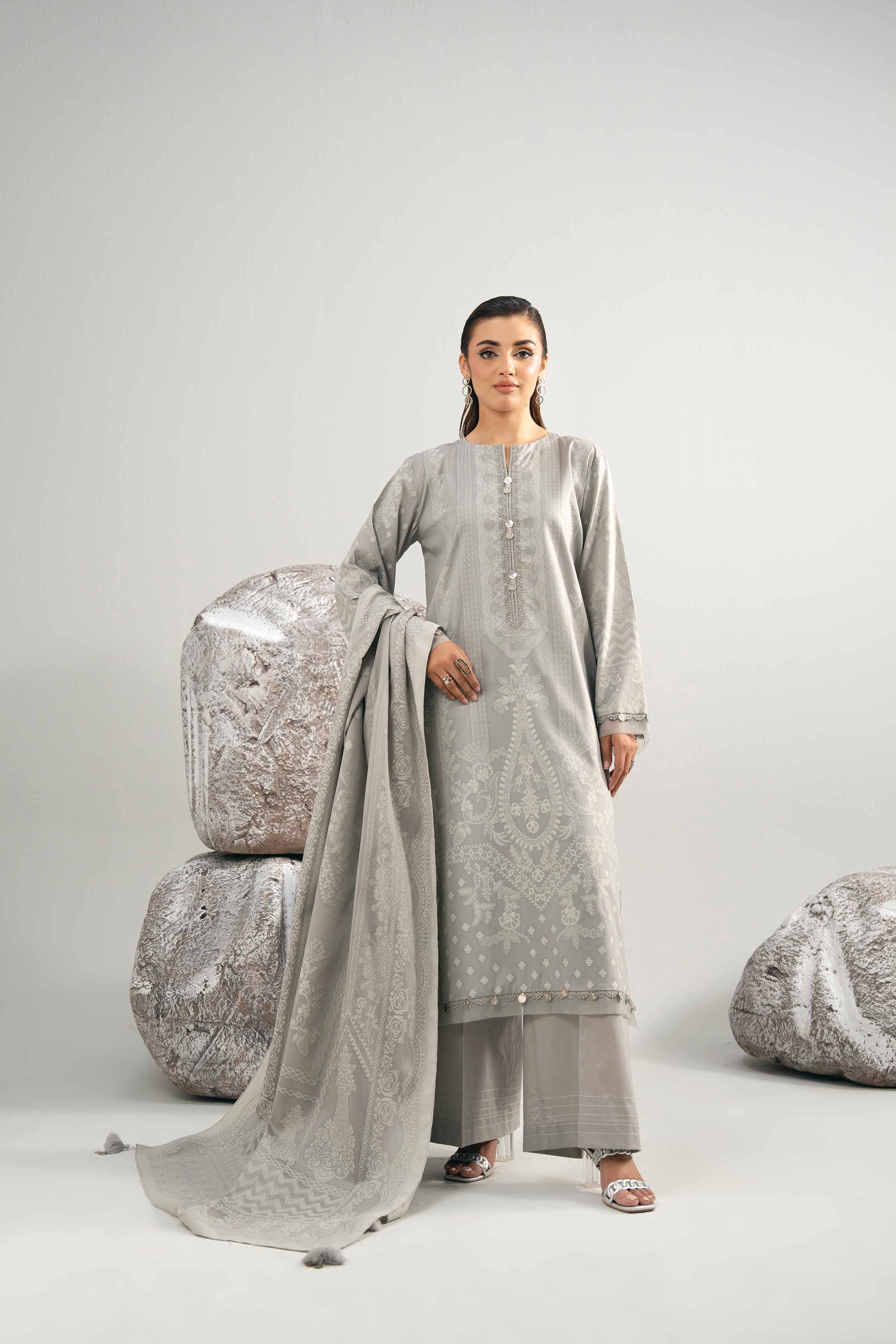 3 Piece - Dyed Jacquard Suit - 42502043 for Women - Unstitched Collection | Nishat | Shop Online