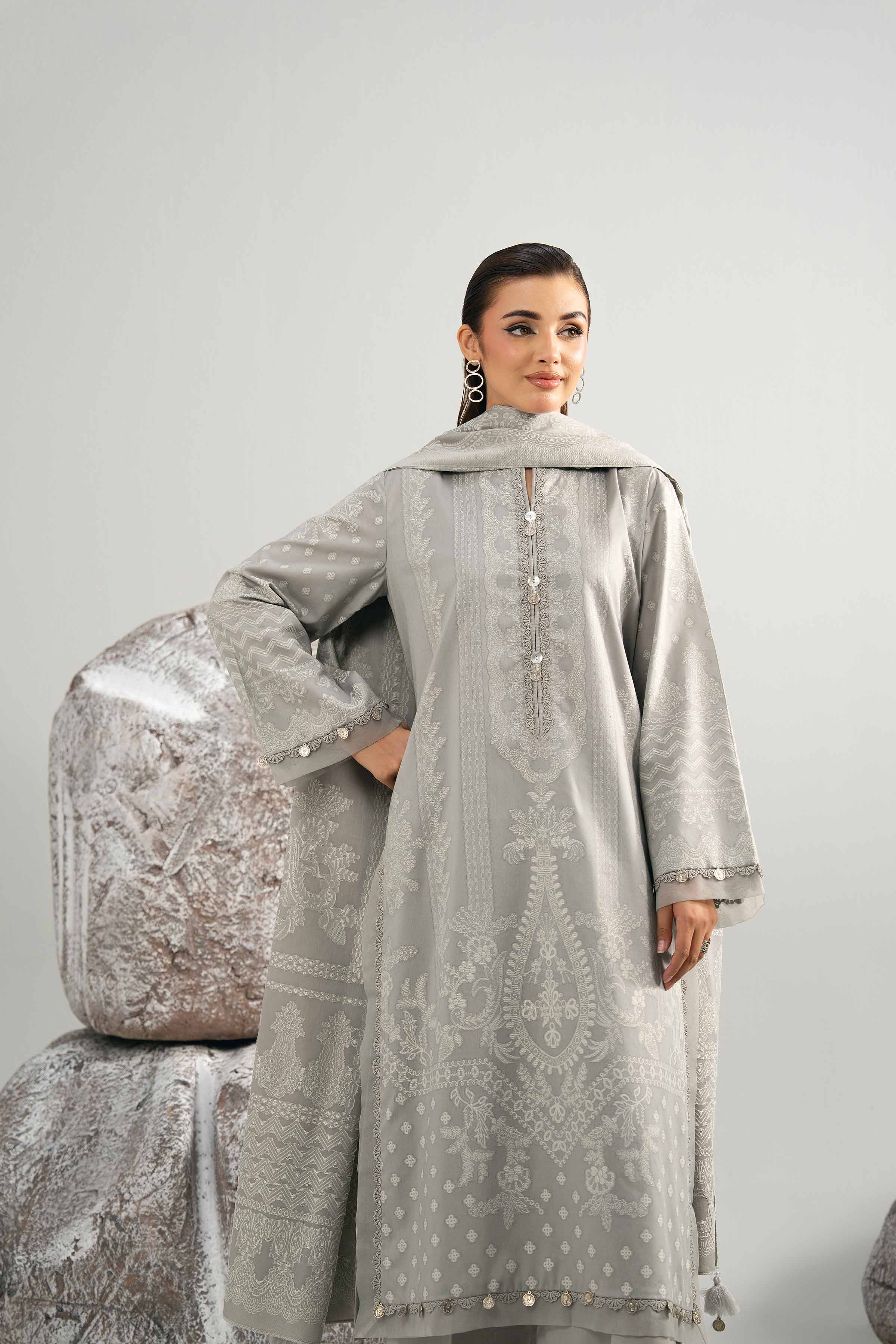 3 Piece - Dyed Jacquard Suit - 42502043 for Women - Unstitched Collection | Nishat | Shop Online