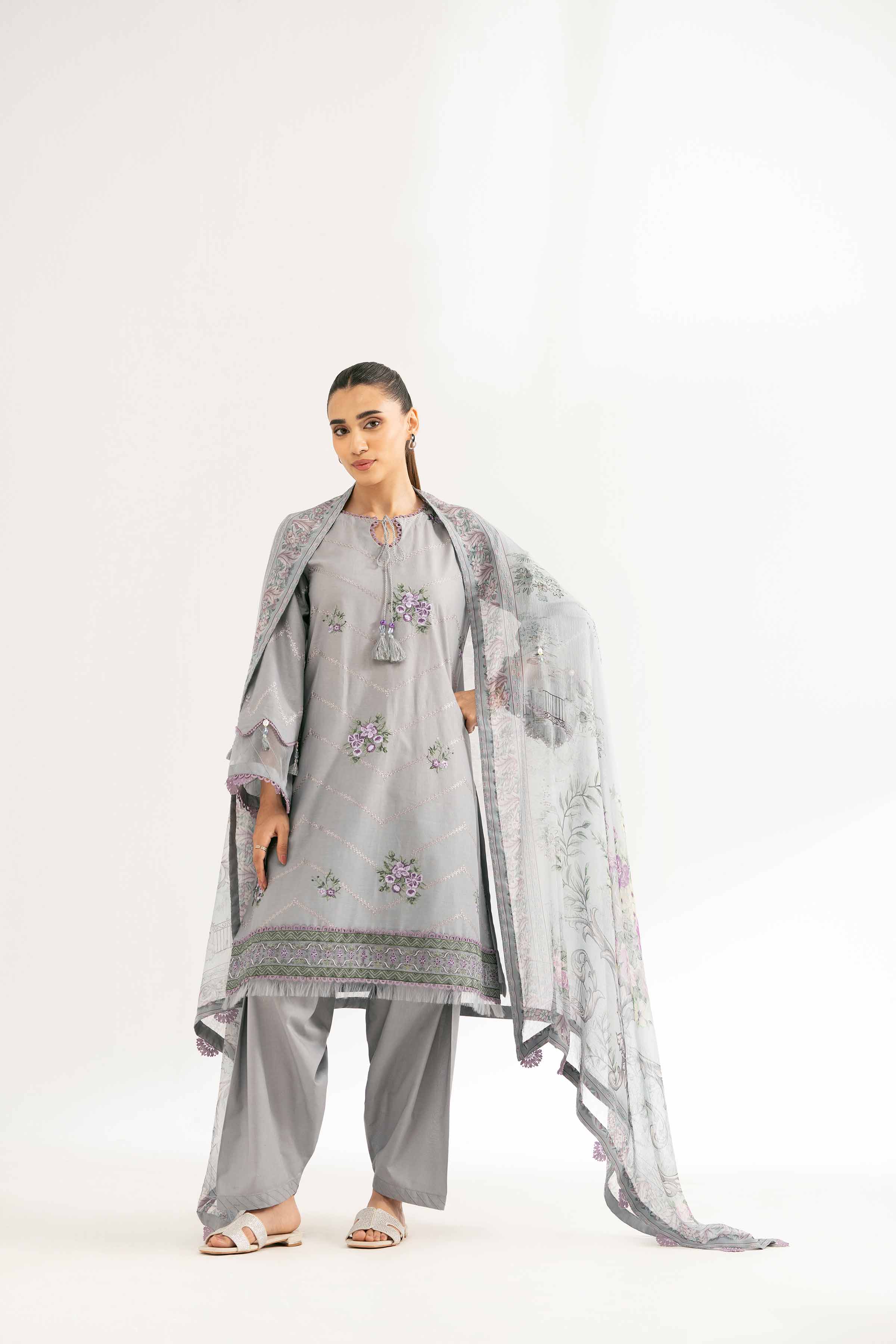 3 Piece - Digital Printed Embroidered Suit - 42502111