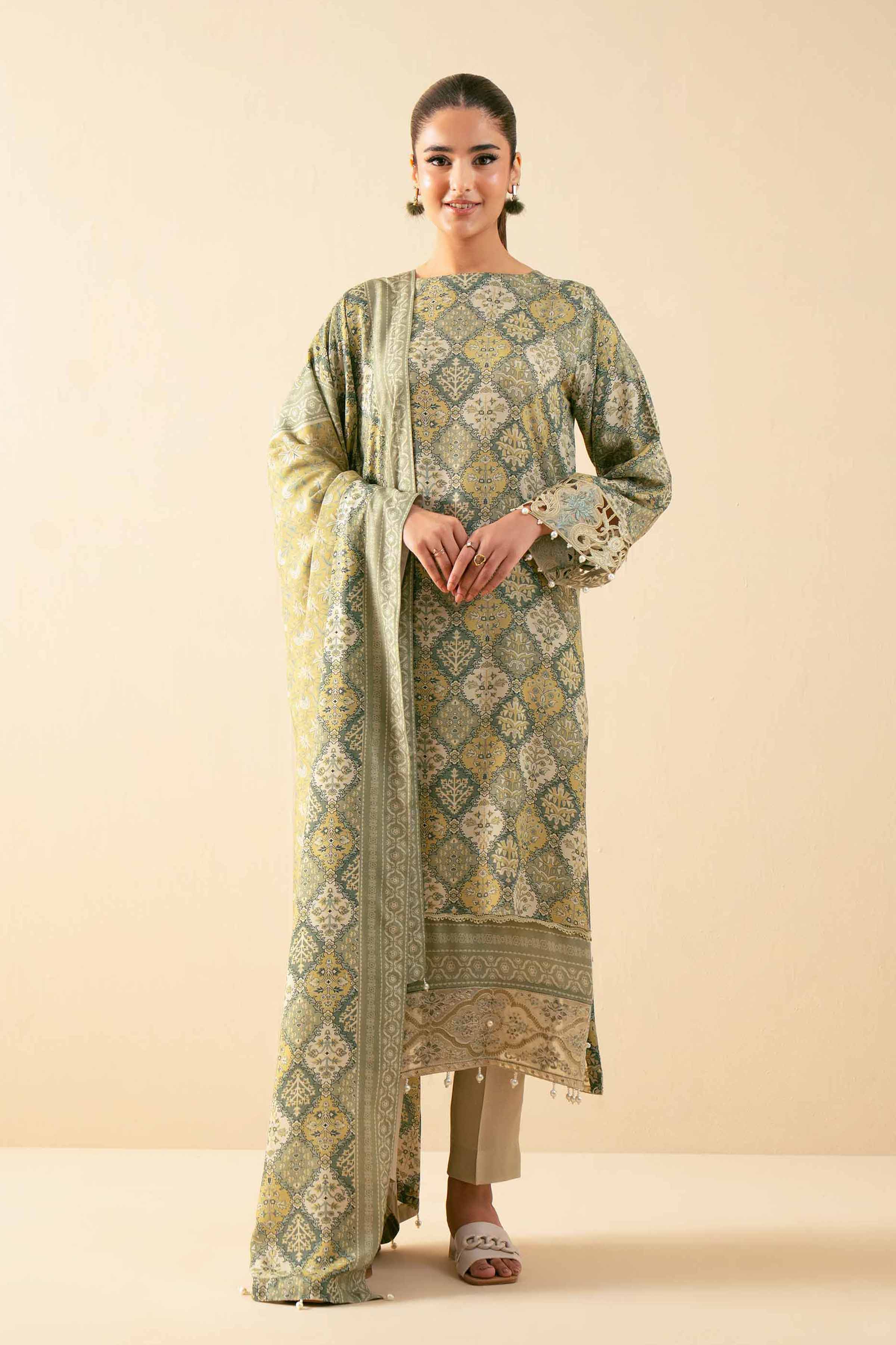 3 Piece - Printed Embroidered Suit - 42502822 for Women - Unstitched Collection | Nishat | Shop Online