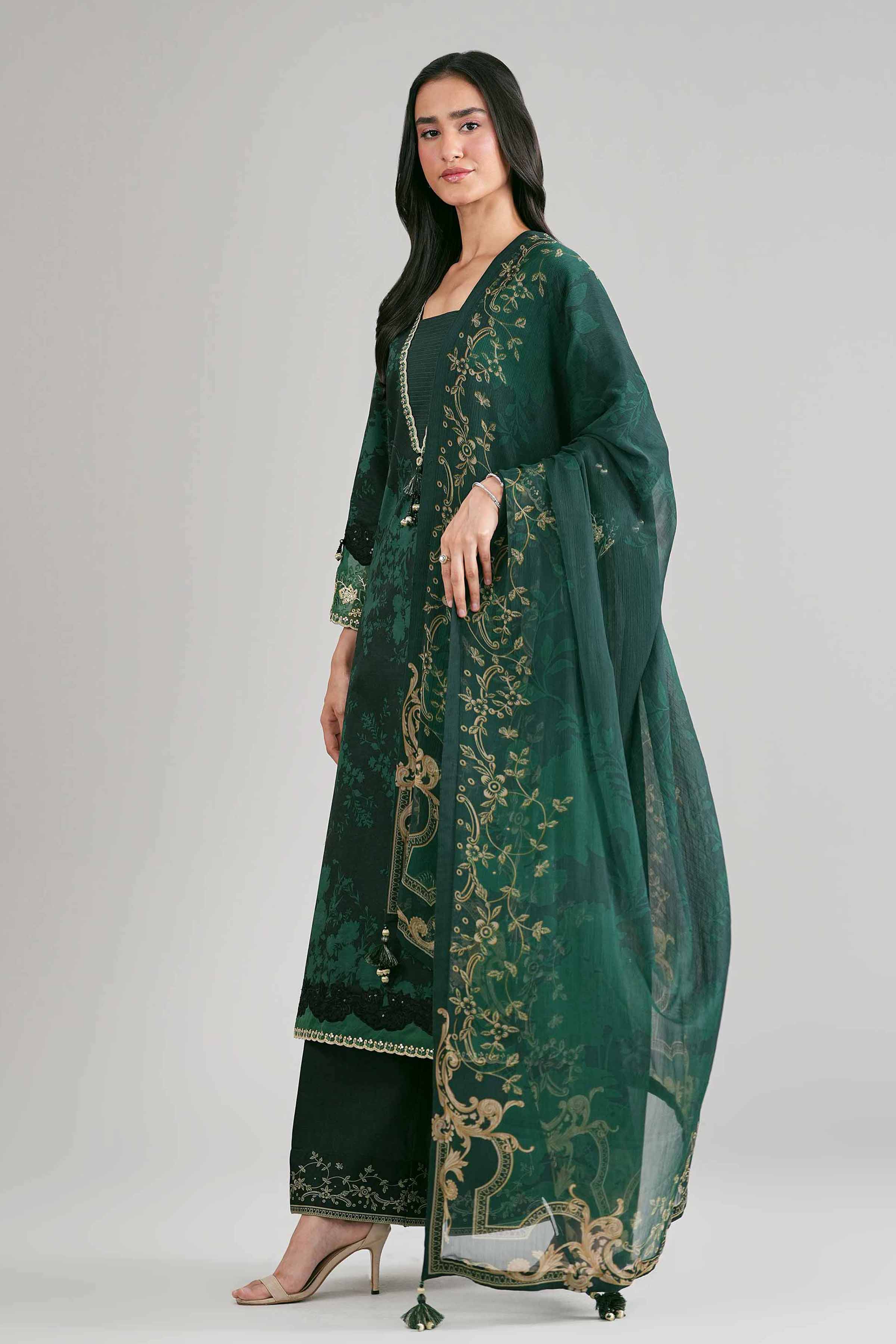 3 Piece - Digital Printed Embroidered Suit - 42601747 for Women - Unstitched Collection | Nishat | Shop Online
