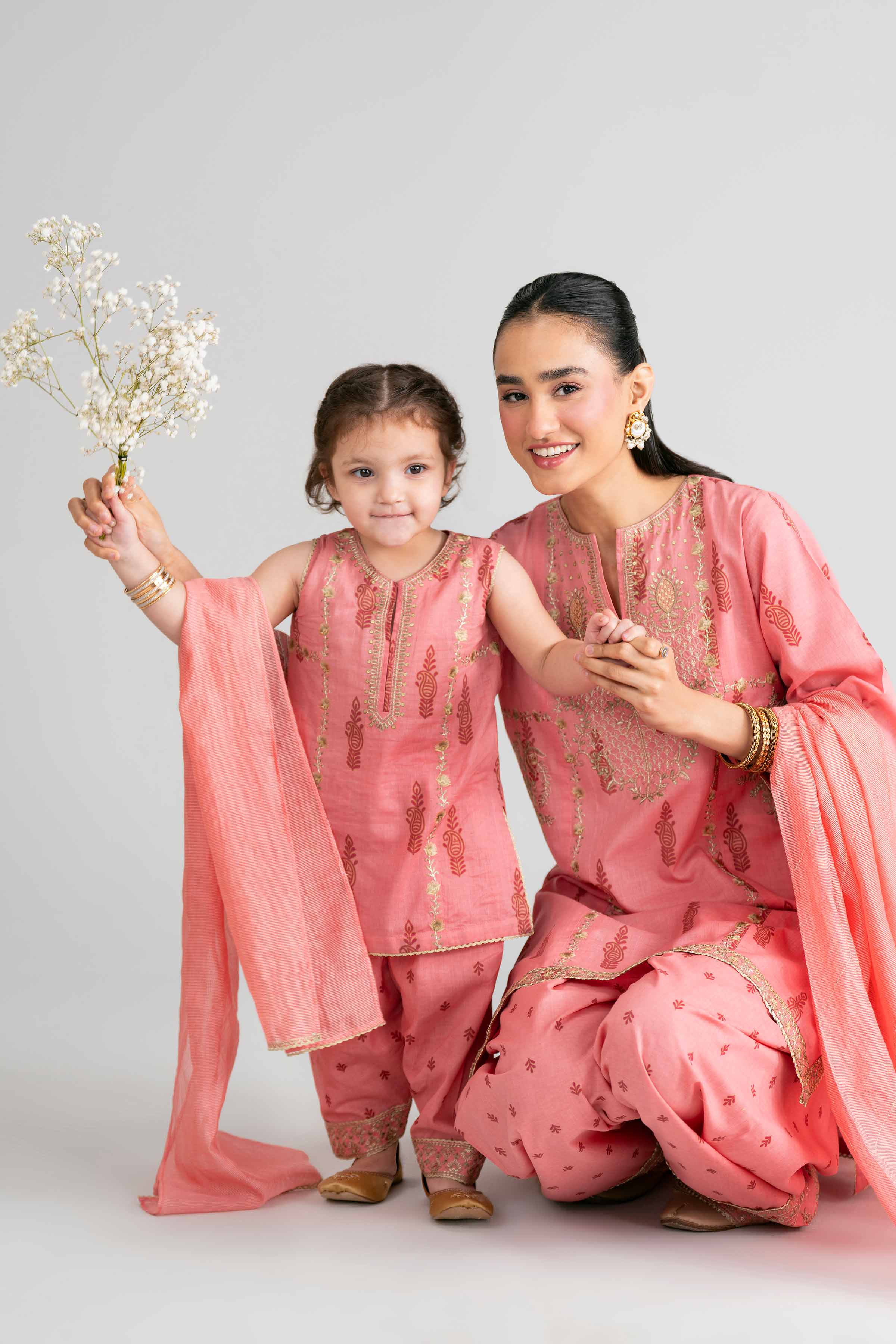 3 Piece - Printed Embroidered Suit - PMD26-42 D