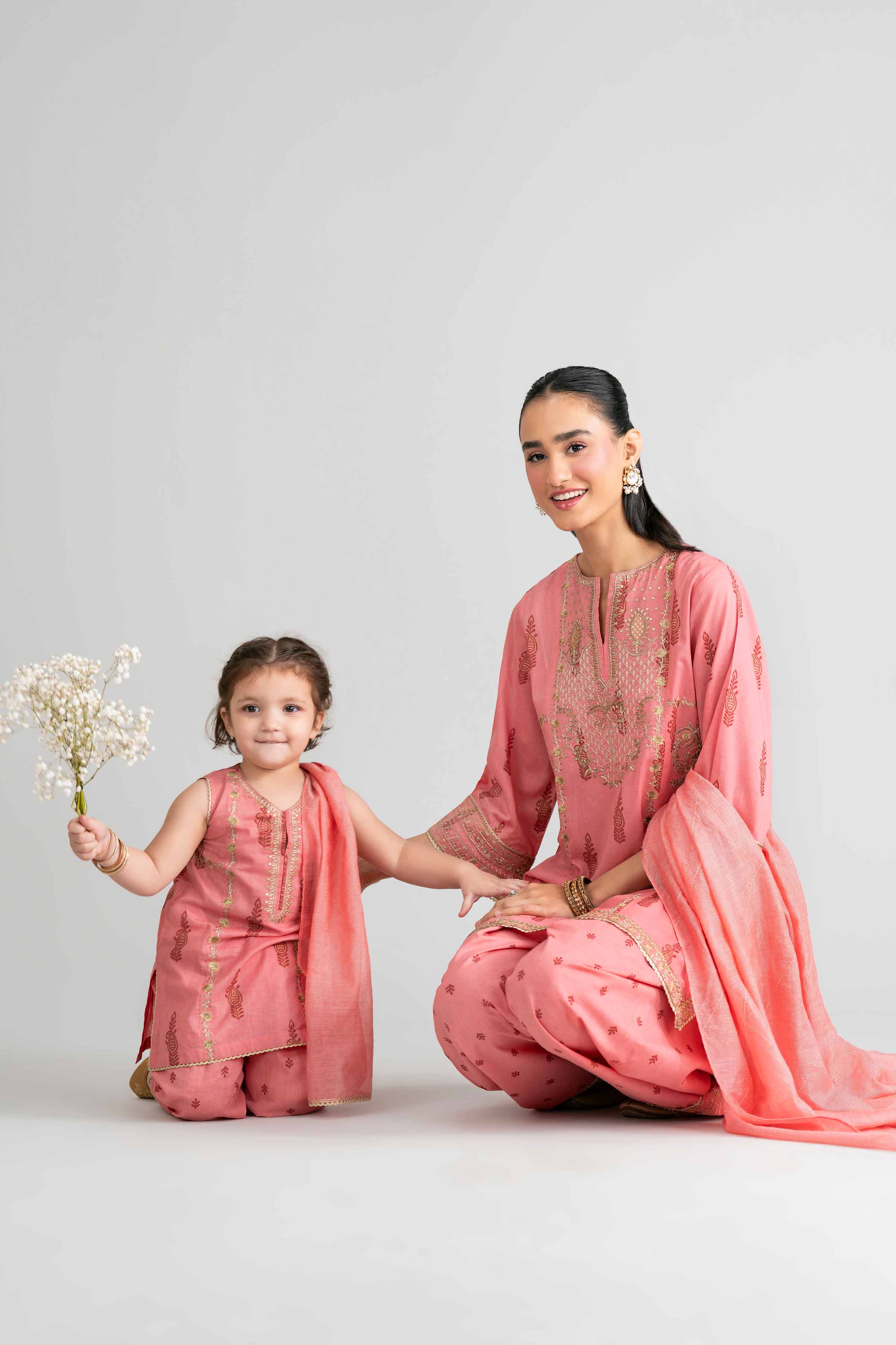 3 Piece - Printed Embroidered Suit - PMD26-42 D