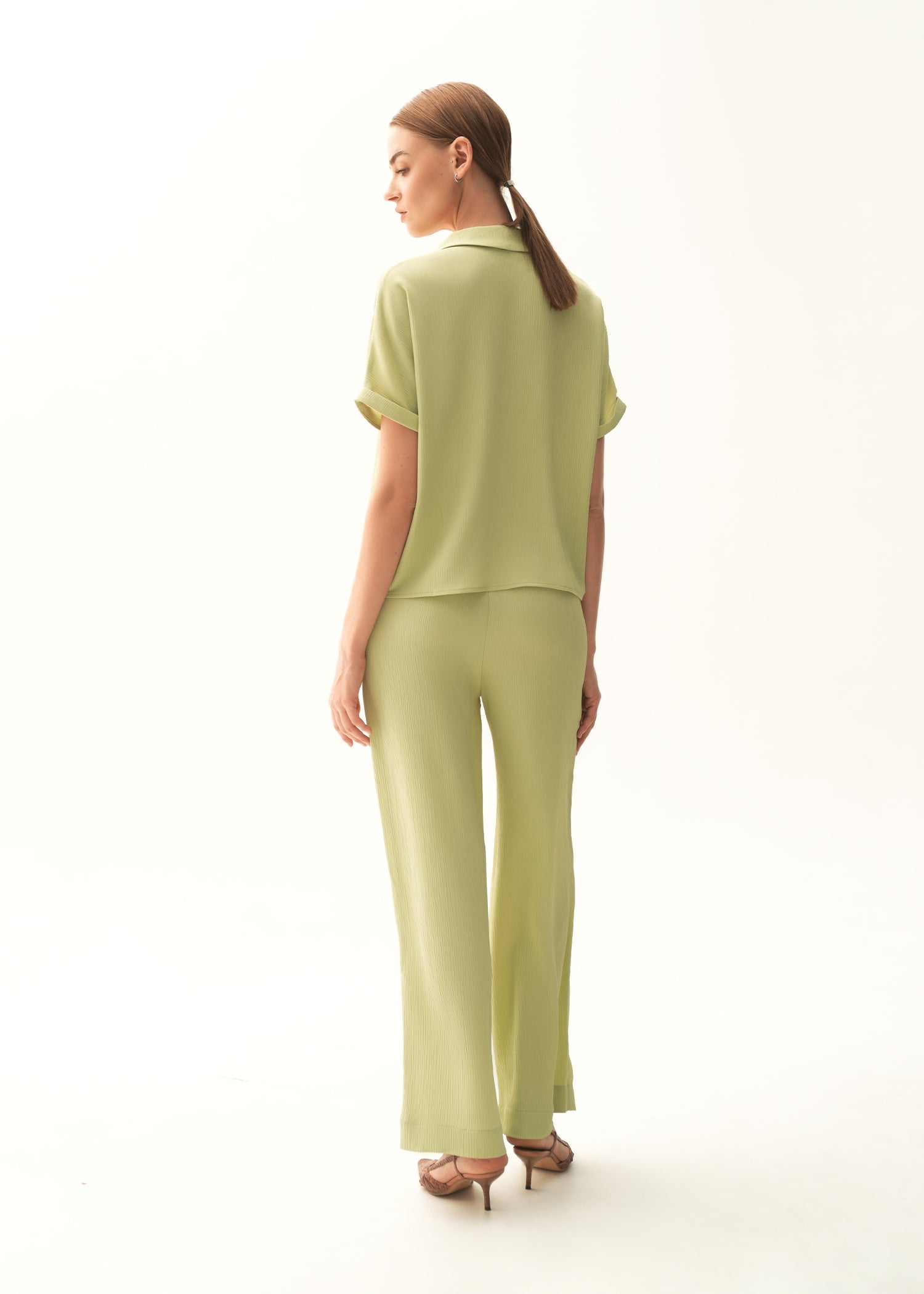 Textured Wide Leg Trousers - KOA