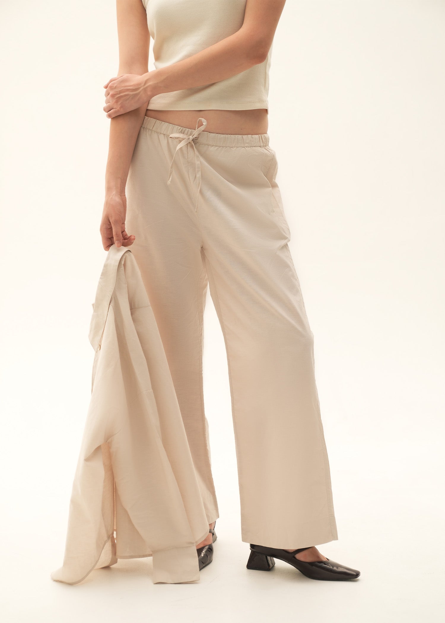 Wide Leg Linen Blend Trousers - KOA