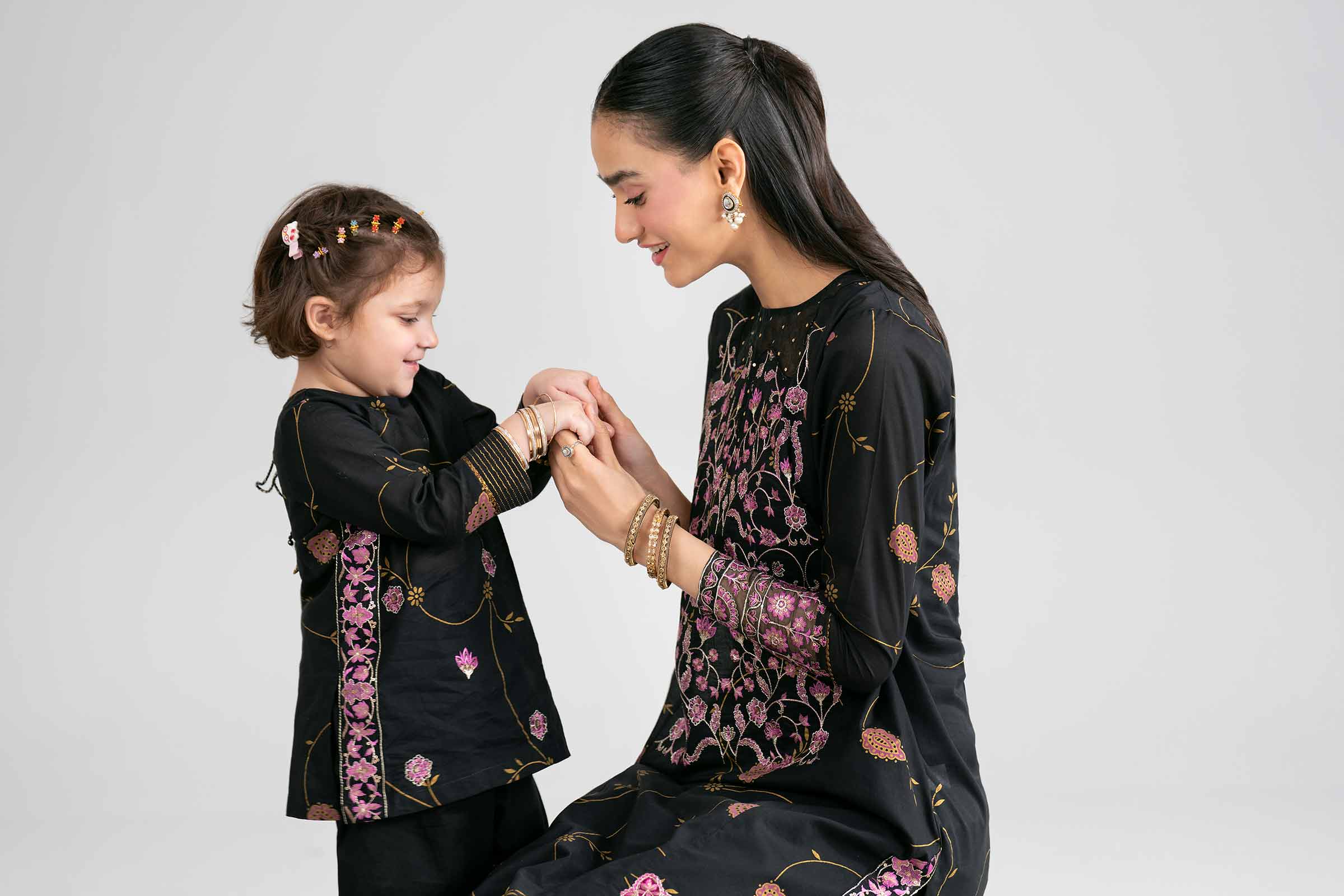 2 Piece - Printed Embroidered Suit - PMD26-03 D