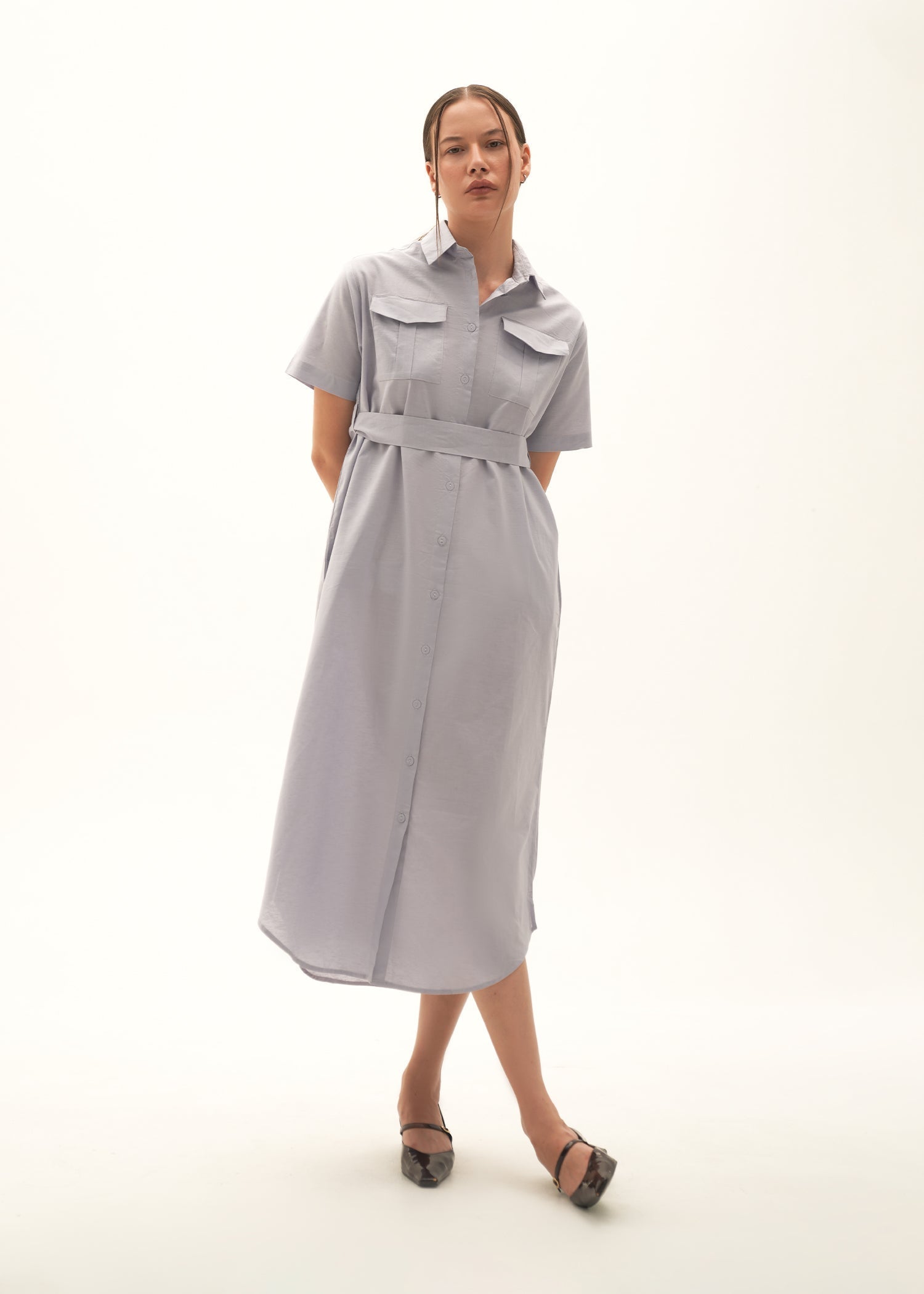 Button Down Linen Blend Dress - KOA