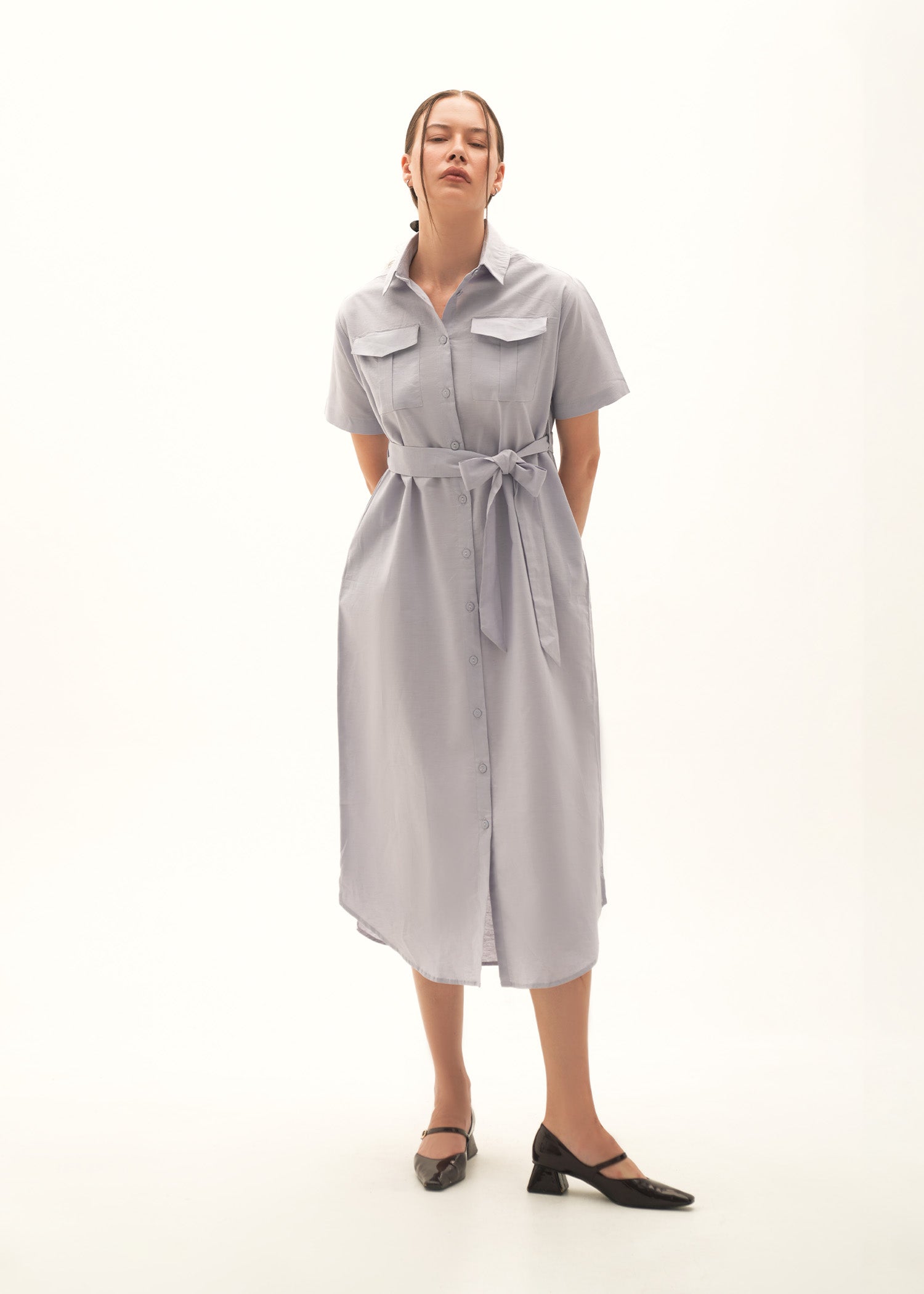 Button Down Linen Blend Dress - KOA