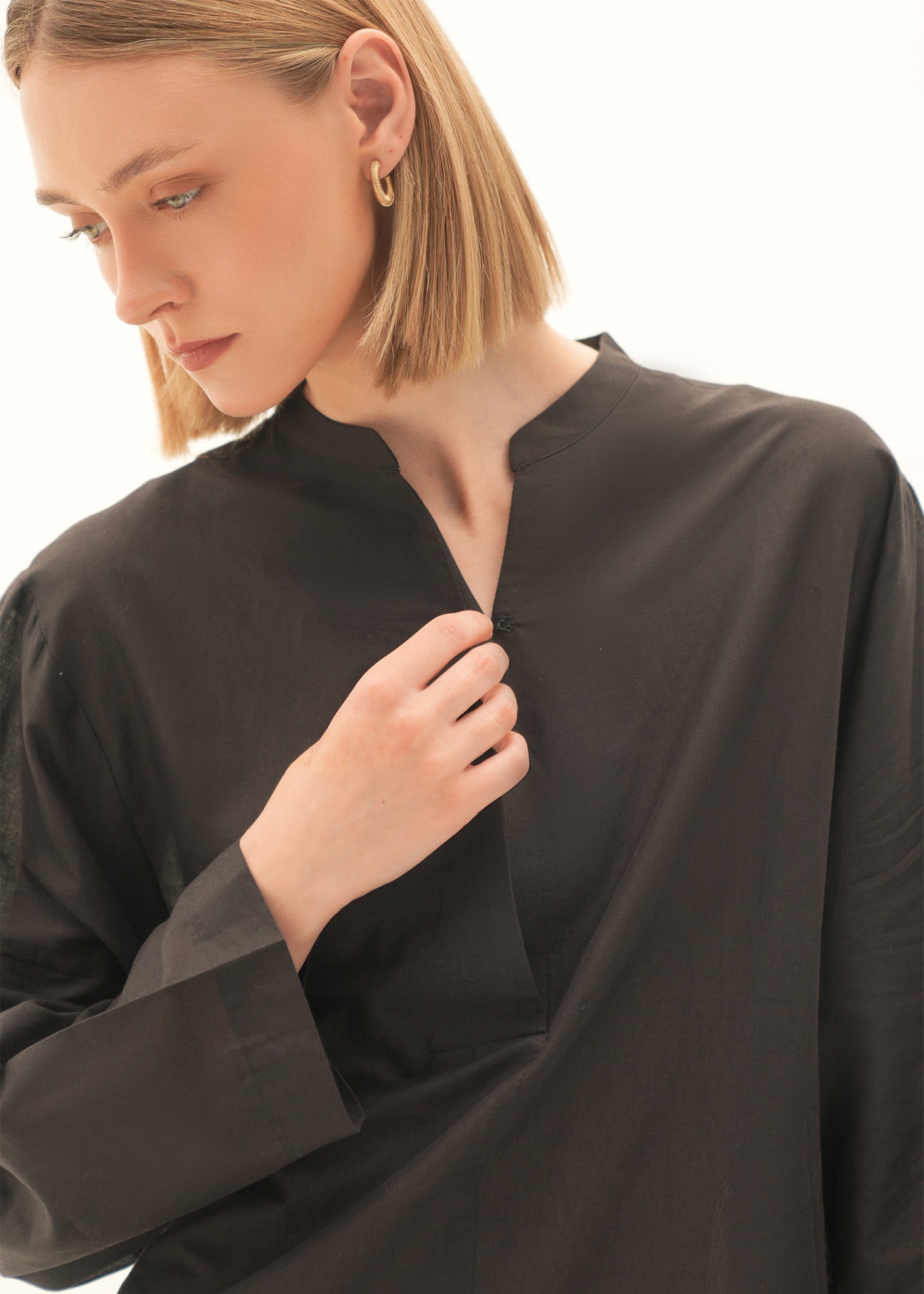 Oversized Cotton Blouse With Schiffli-Embroidery - KOA