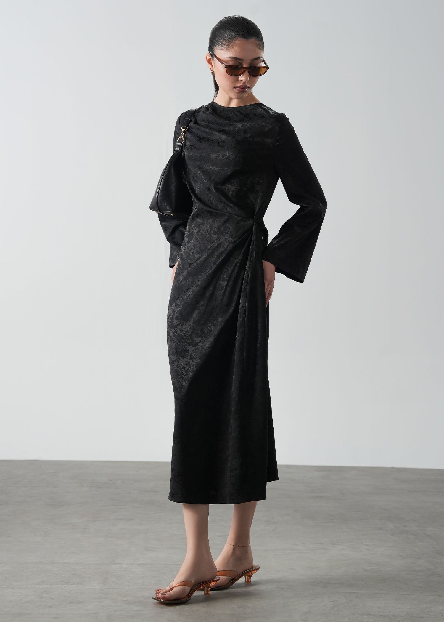 Jacquard Dress with Front Knot- WS26-127