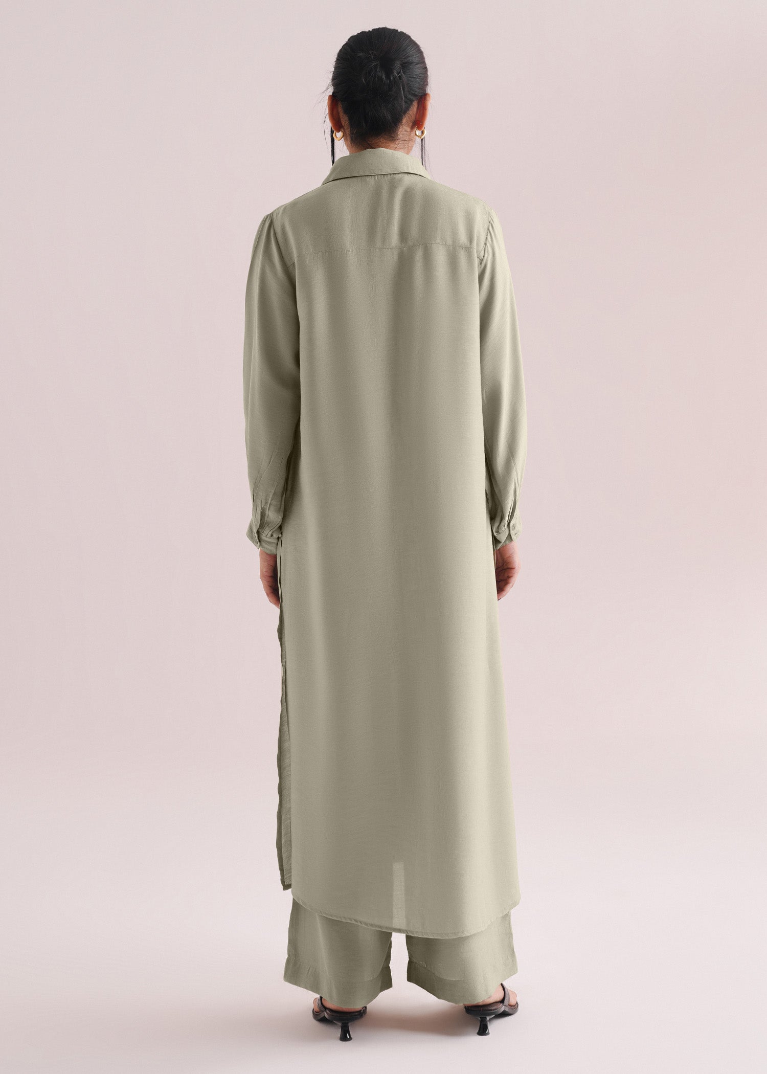 Button Down Textured Long Dress- WS26-227