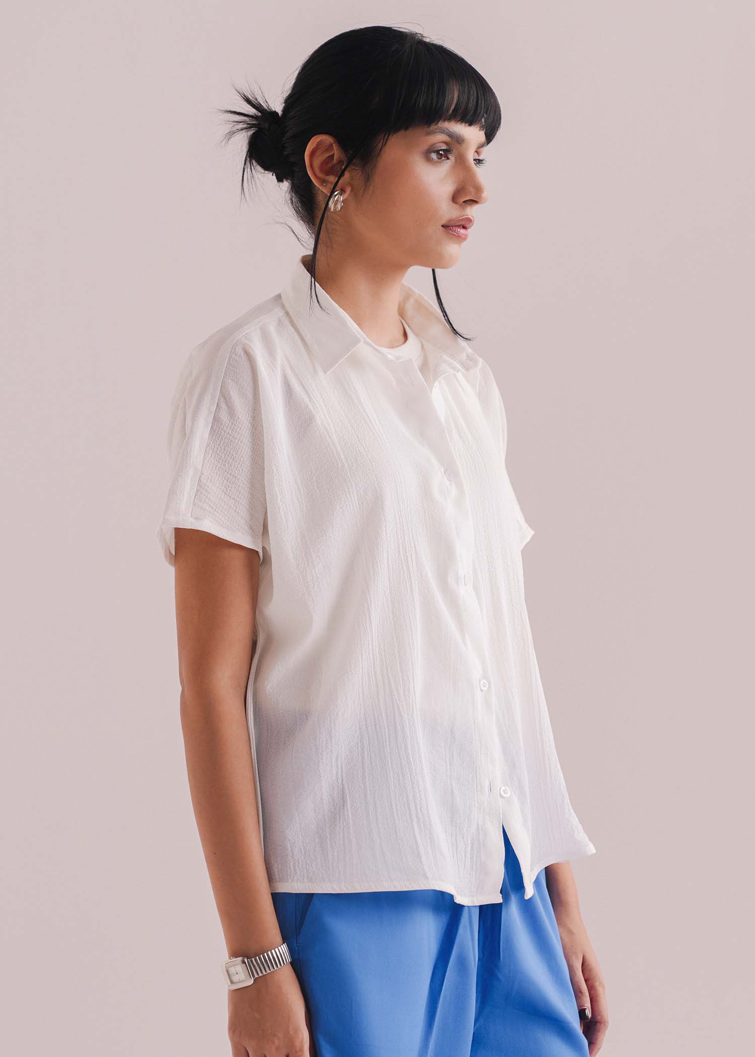 Button Down Textured Shirt- WS26-263
