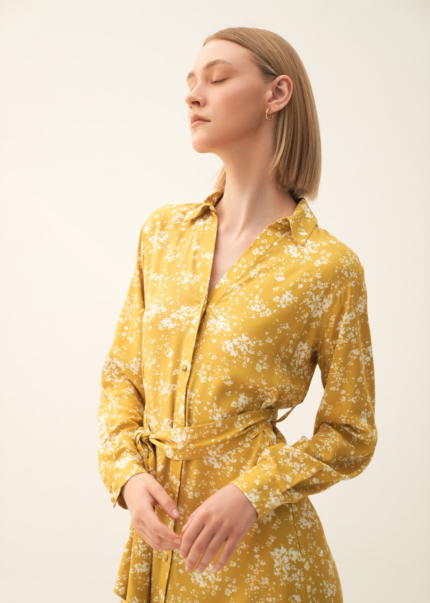 Printed Flared Dress With Belt - KOA