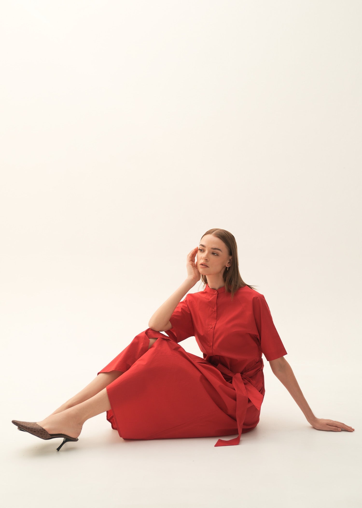 Flared Cotton Dress With Raglan Sleeves - KOA