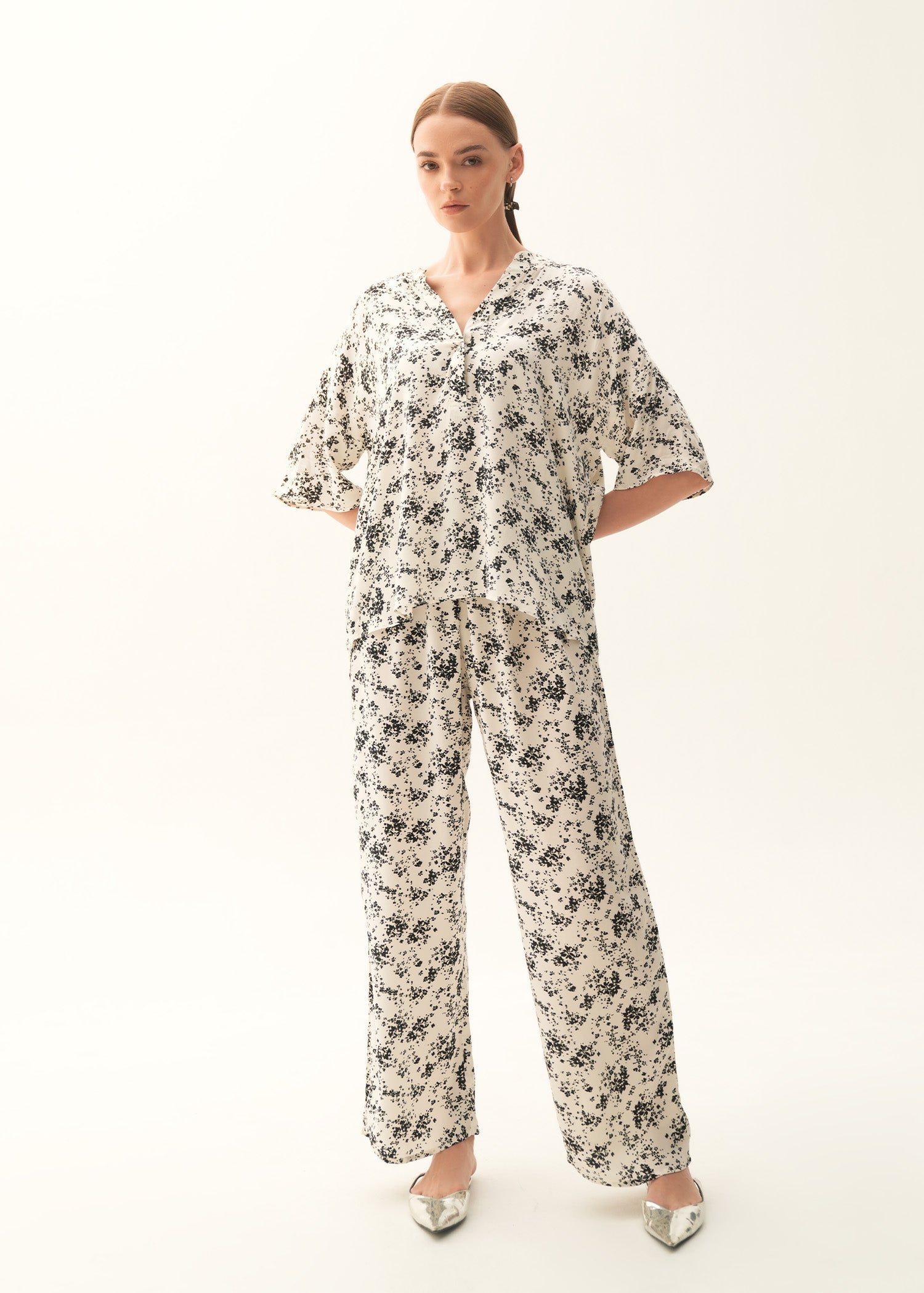 Printed Wide Leg Trousers - KOA