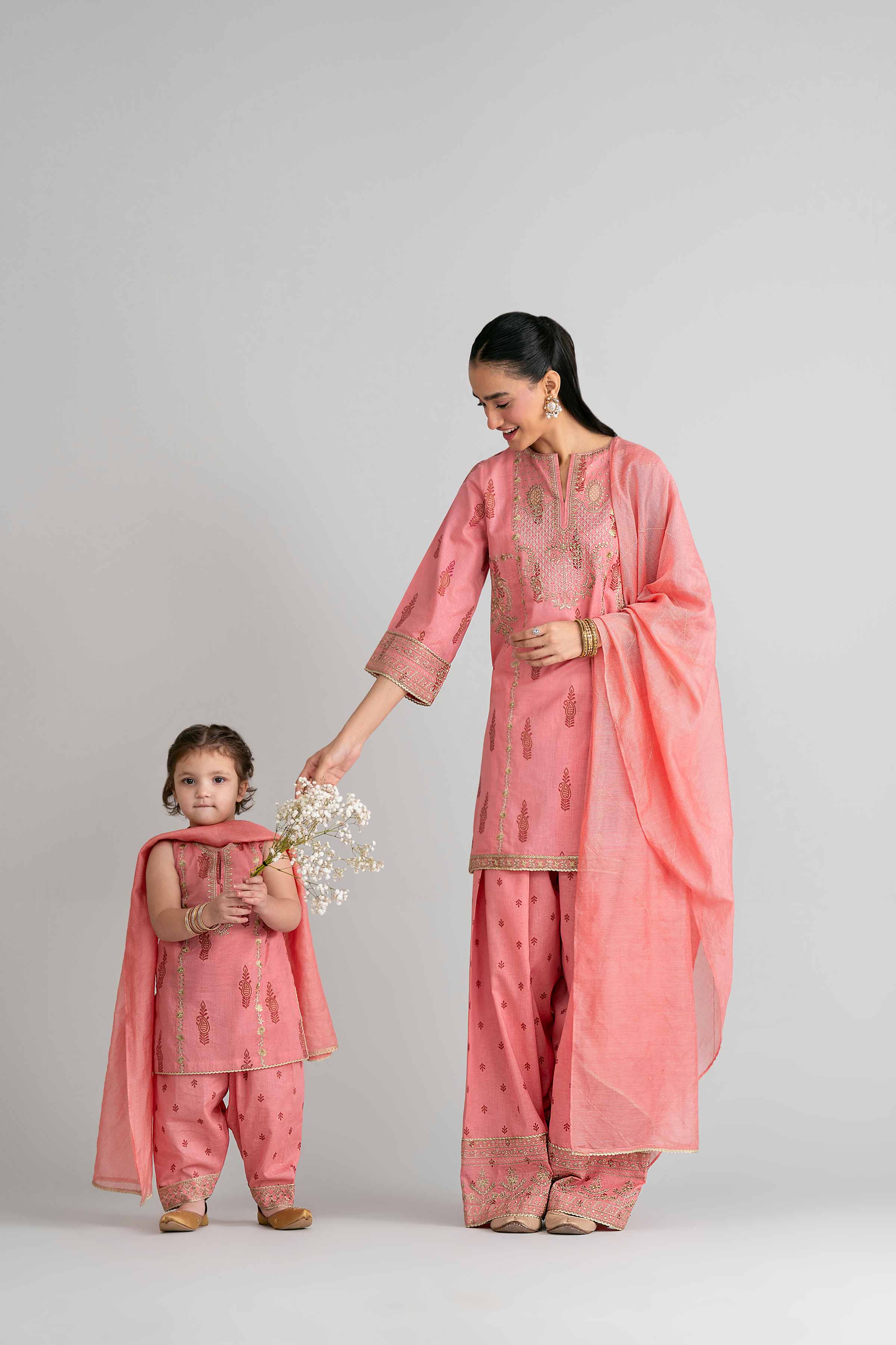 3 Piece - Printed Embroidered Suit - PMD26-42 D