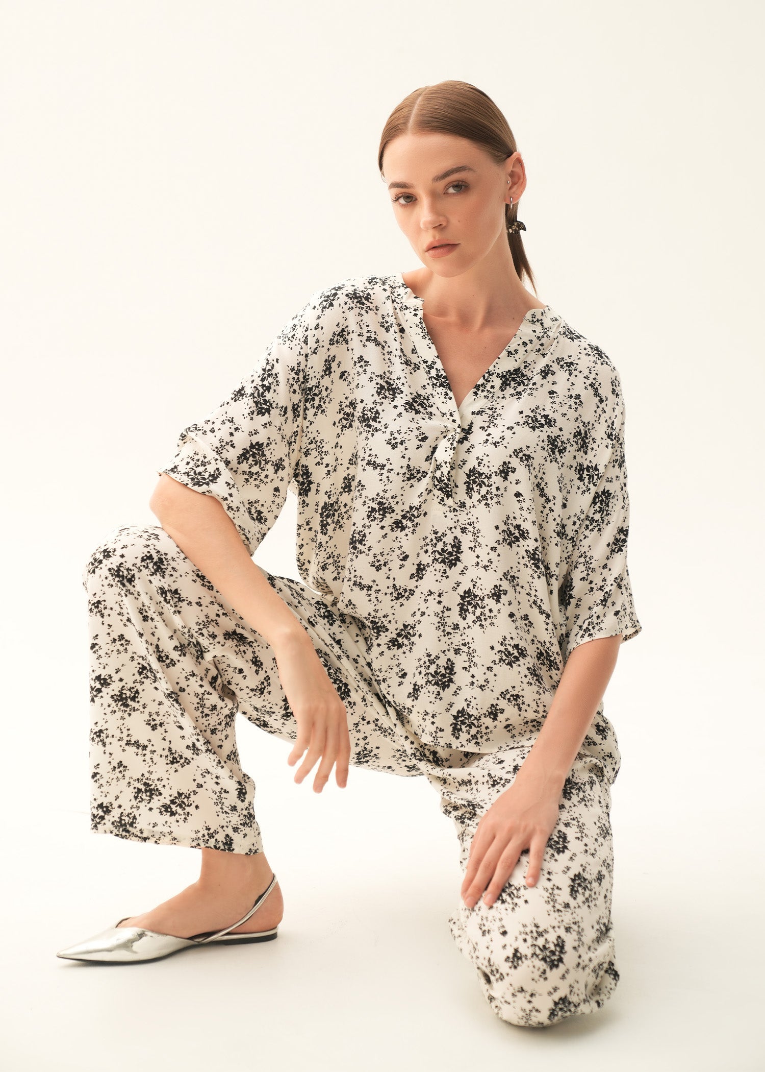 Printed Wide Leg Trousers - KOA