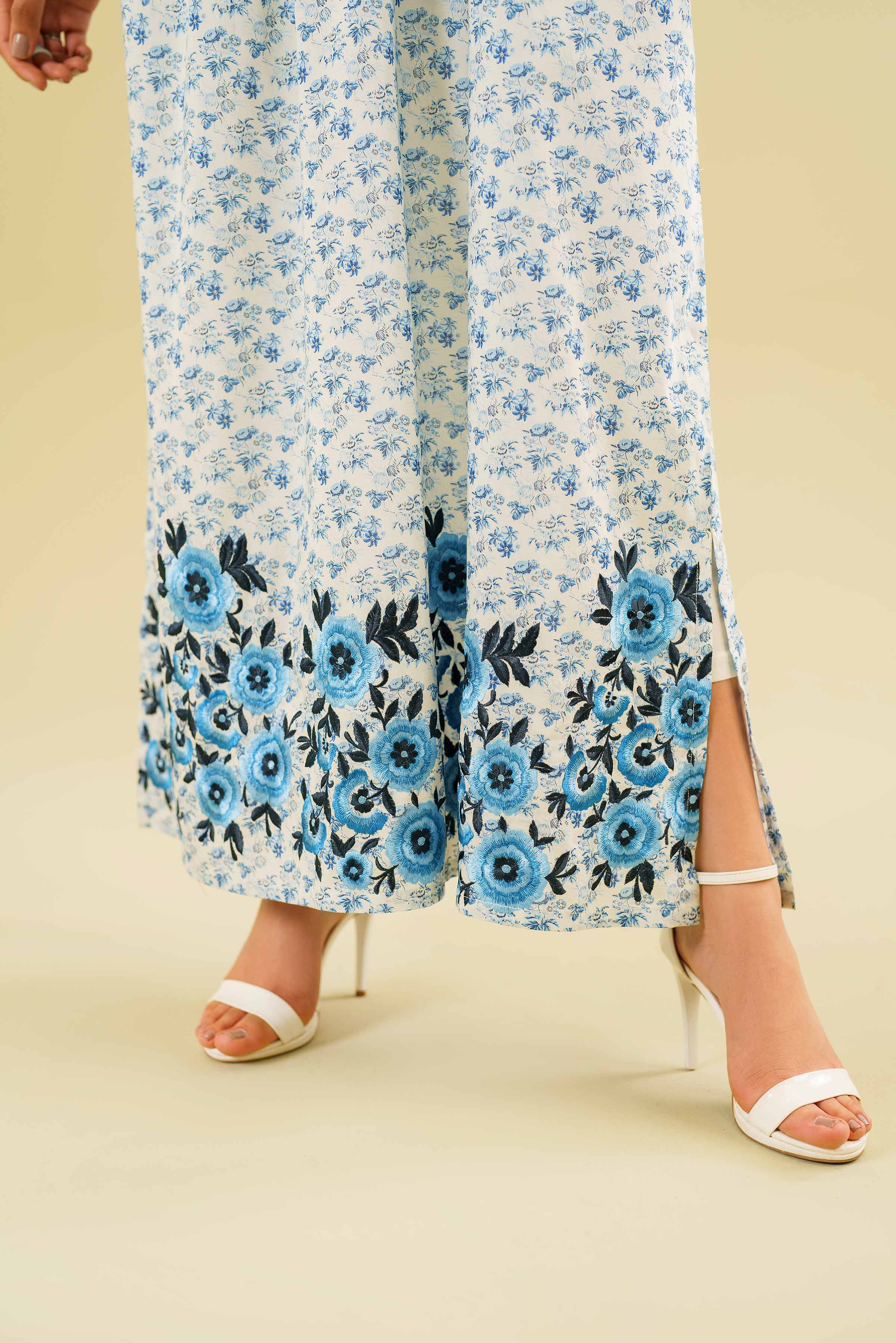 Printed Embroidered Long Dress - FE24-54
