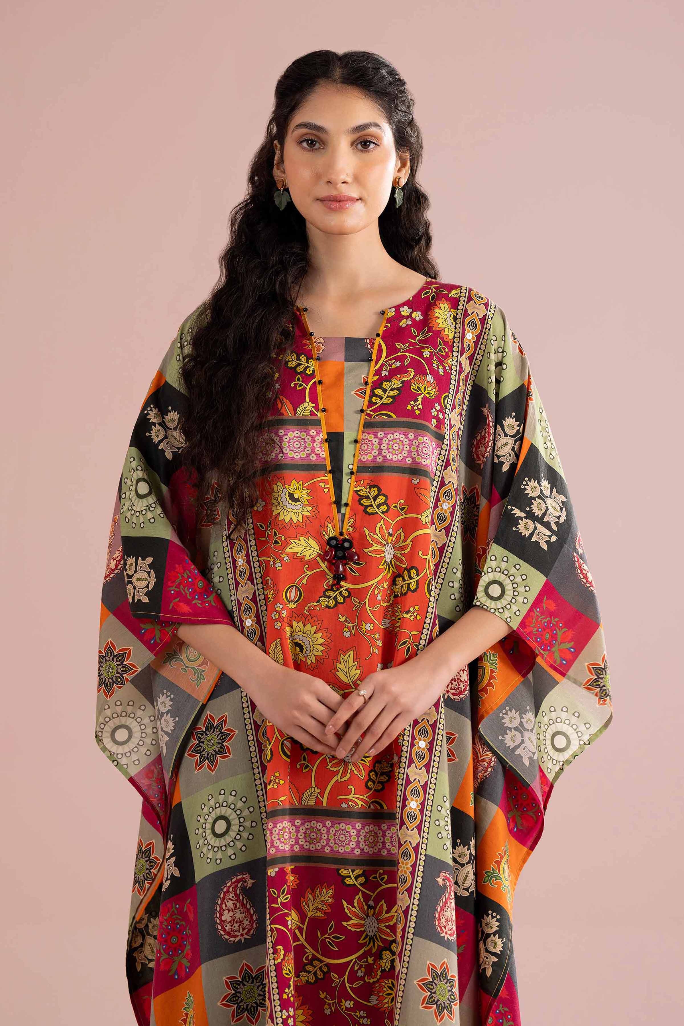 Printed Embroidered Kaftan - FE26-65 for Women - Pret Collection | Nishat | Shop Online