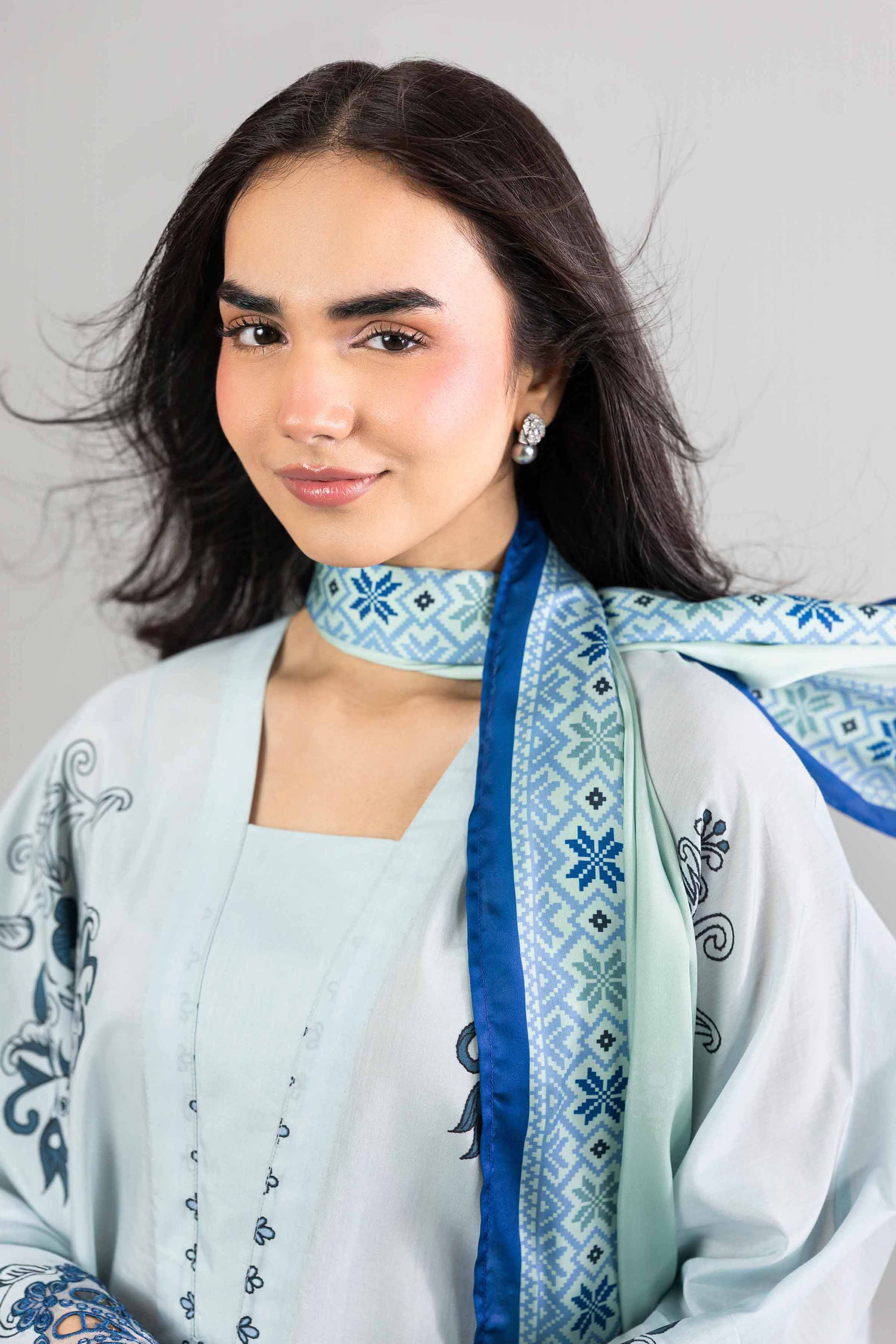 2 Piece - Printed Embroidered Shirt - FE26-68