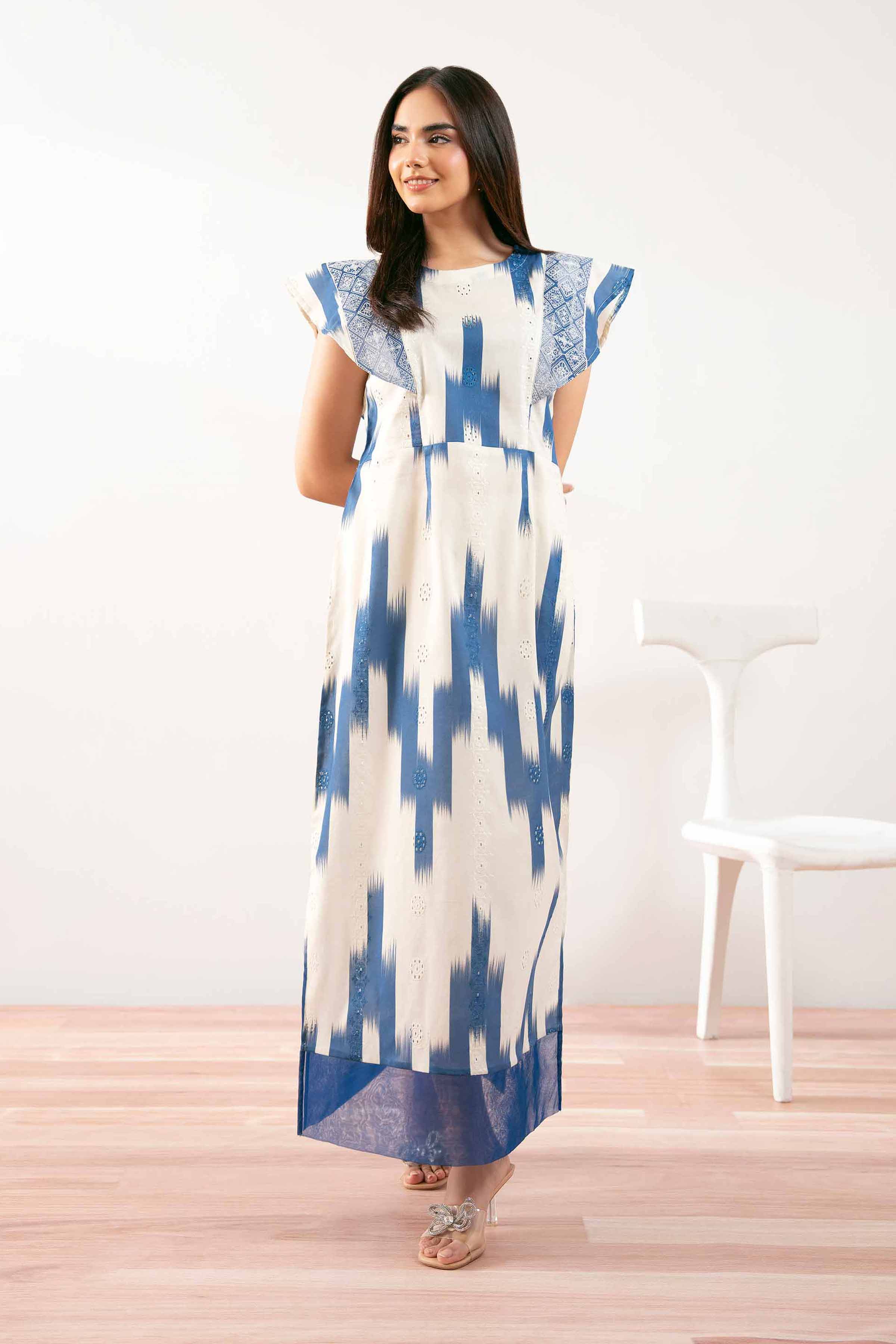 Printed Embroidered Dress - FS25-30