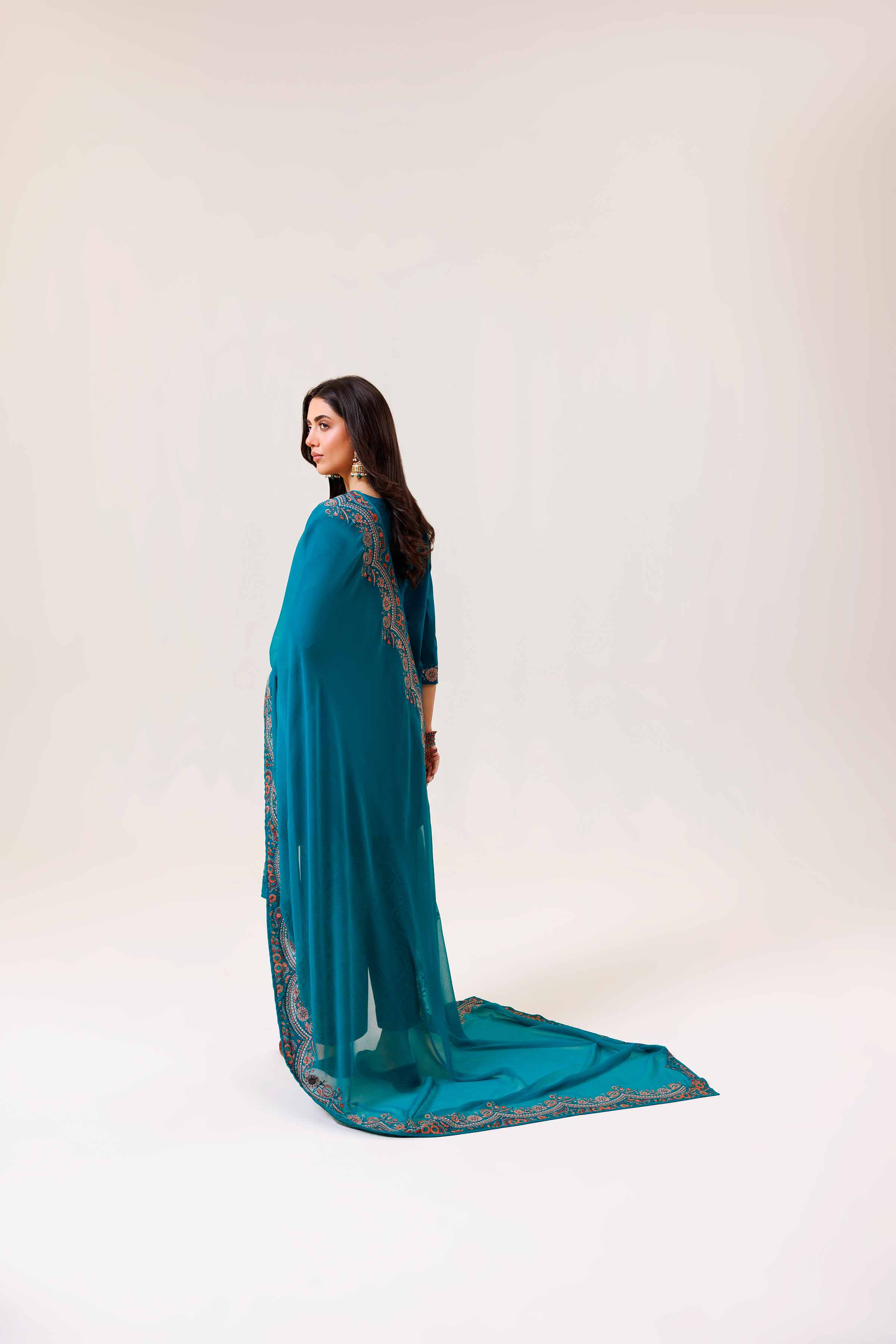 3 Piece - Printed Embroidered Suit - KFE24-112