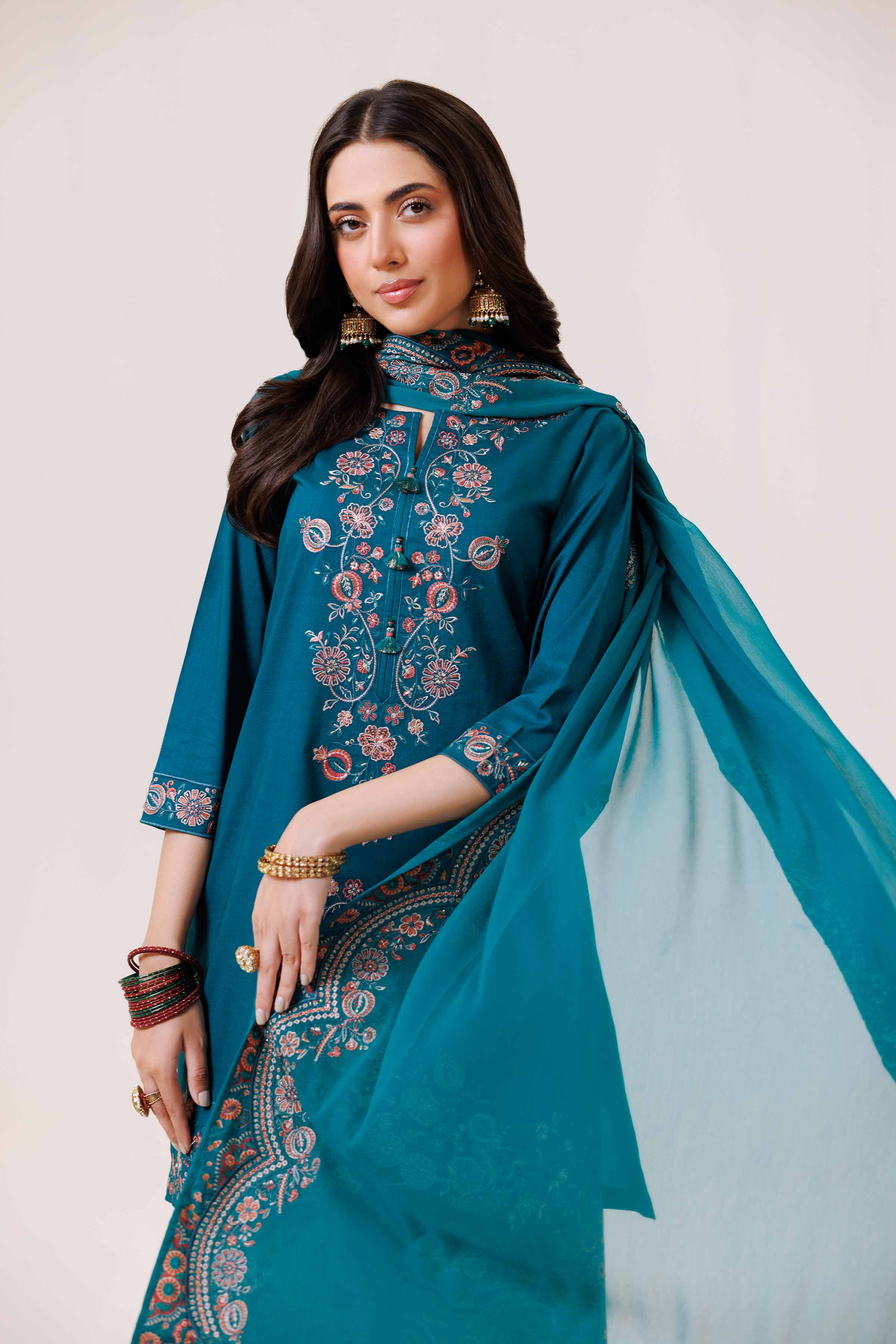 3 Piece - Printed Embroidered Suit - KFE24-112