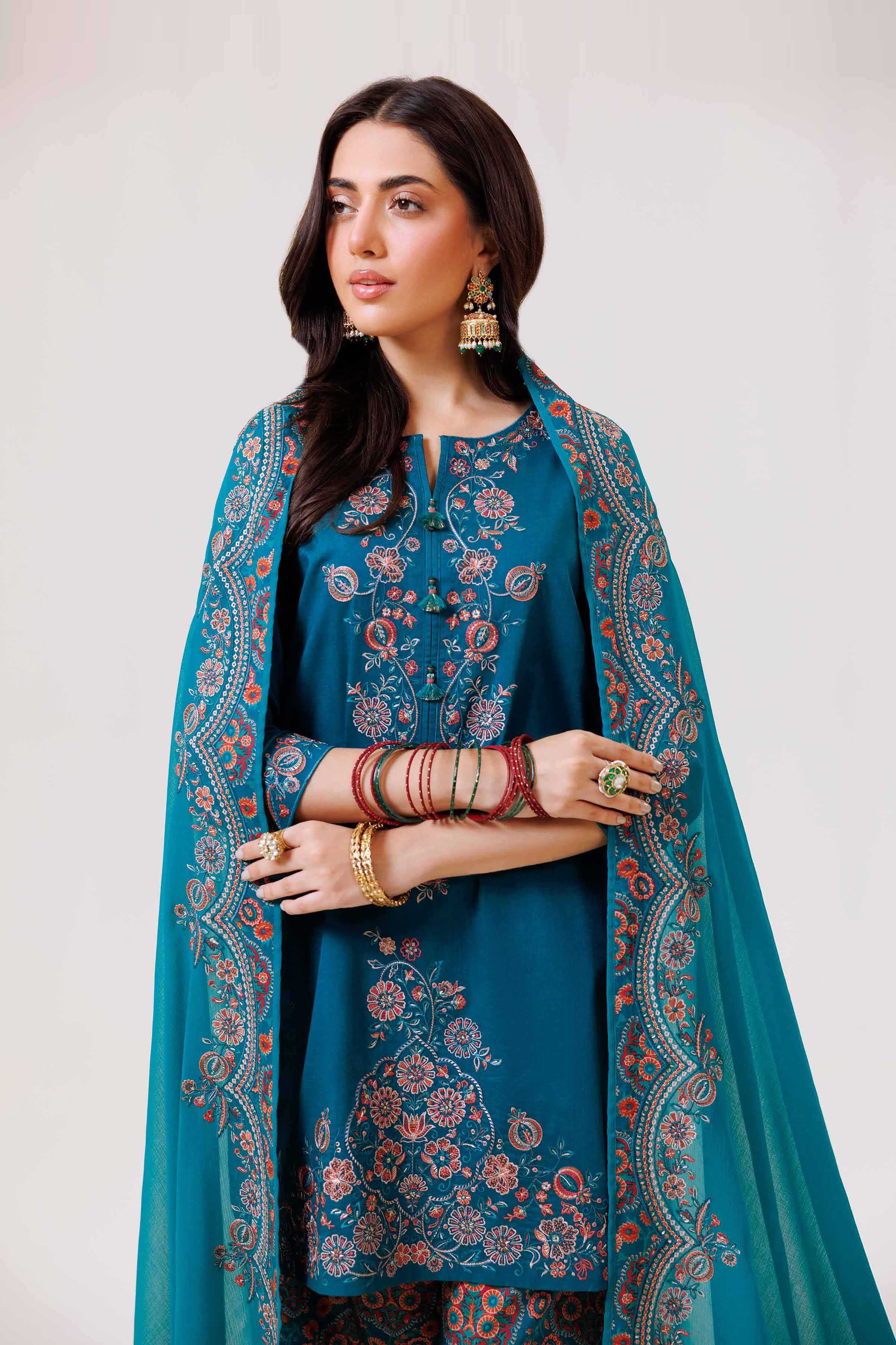 3 Piece - Printed Embroidered Suit - KFE24-112