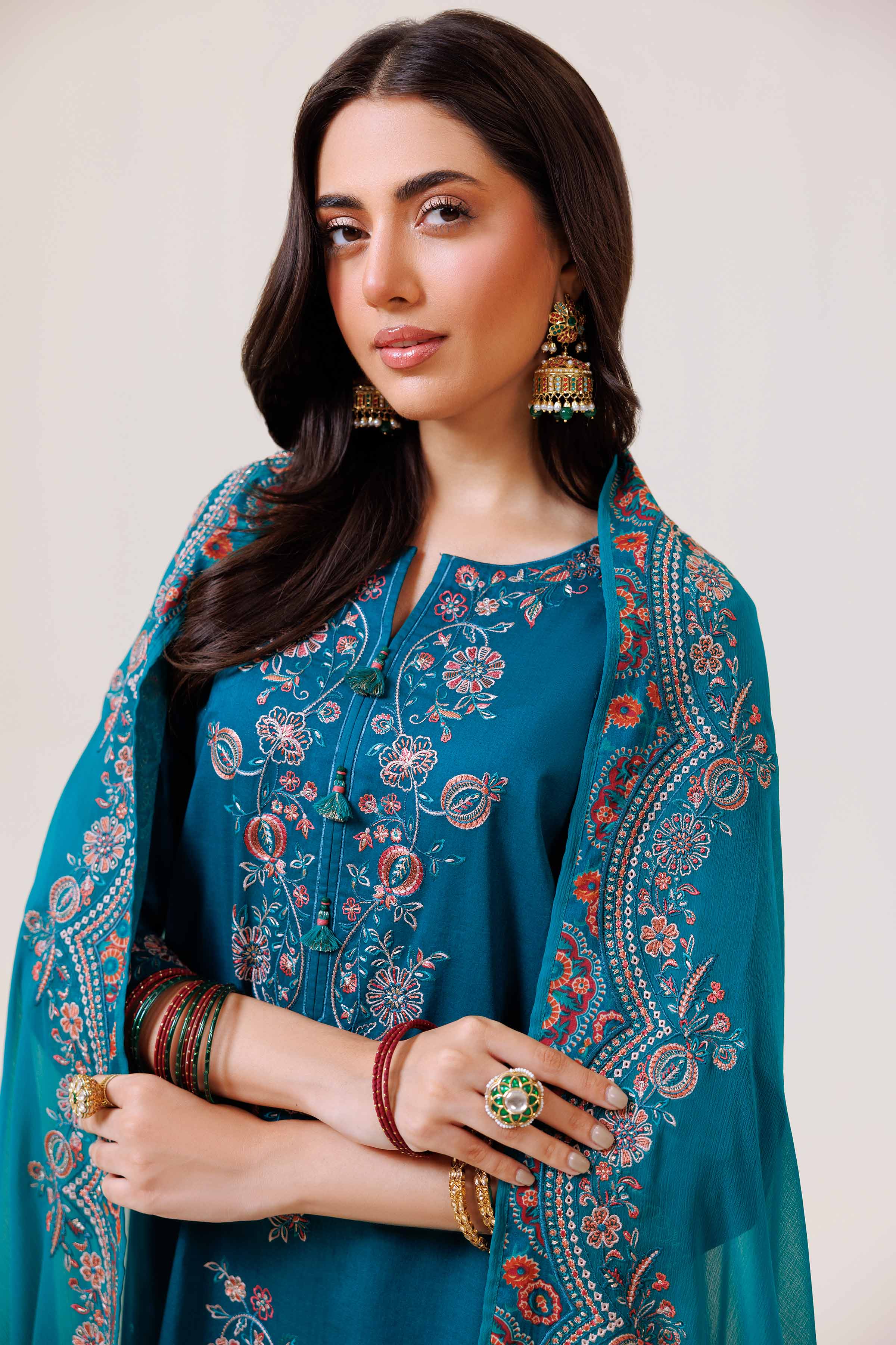 3 Piece - Printed Embroidered Suit - KFE24-112