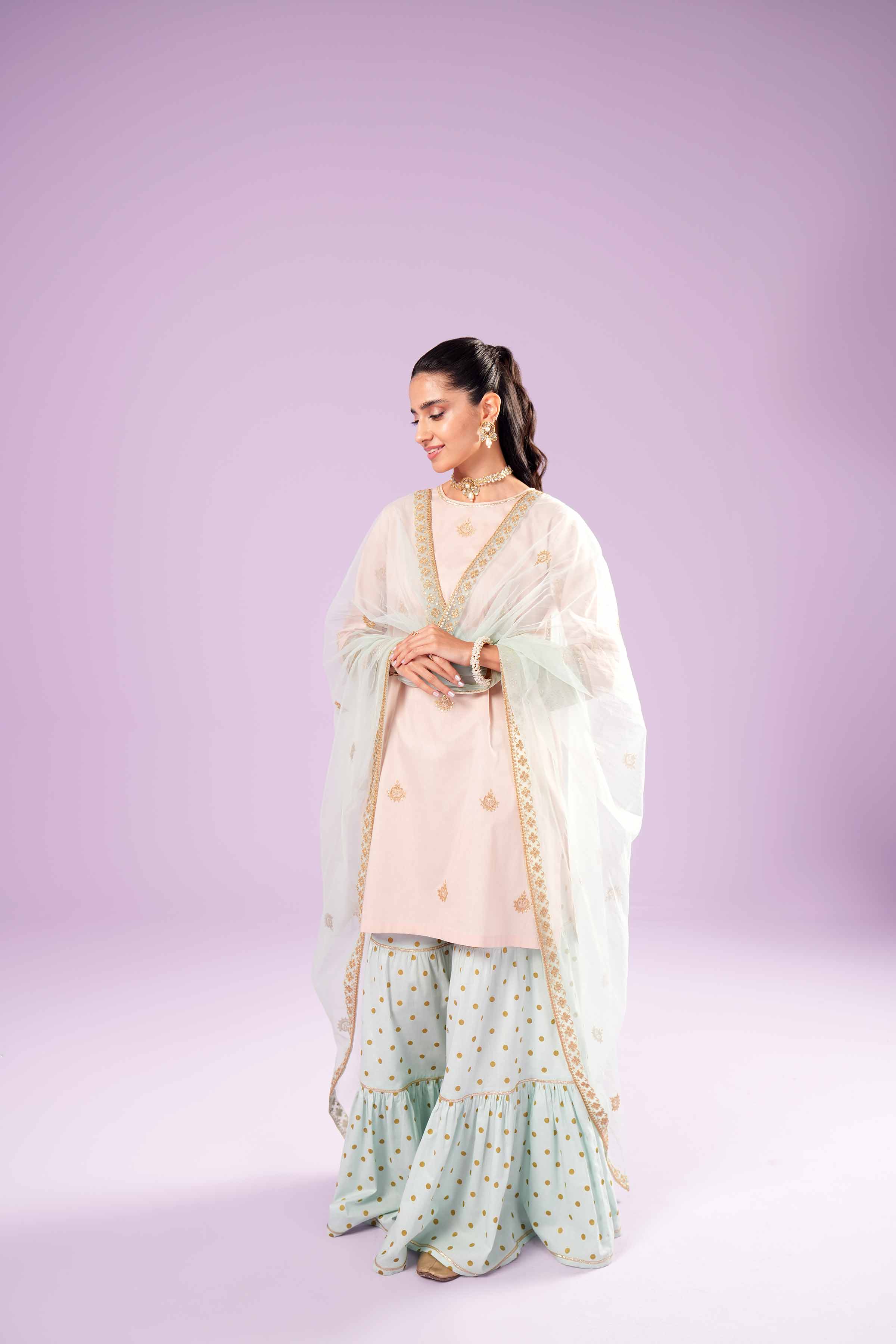 3 Piece - Printed Embroidered Suit - KFE24-75