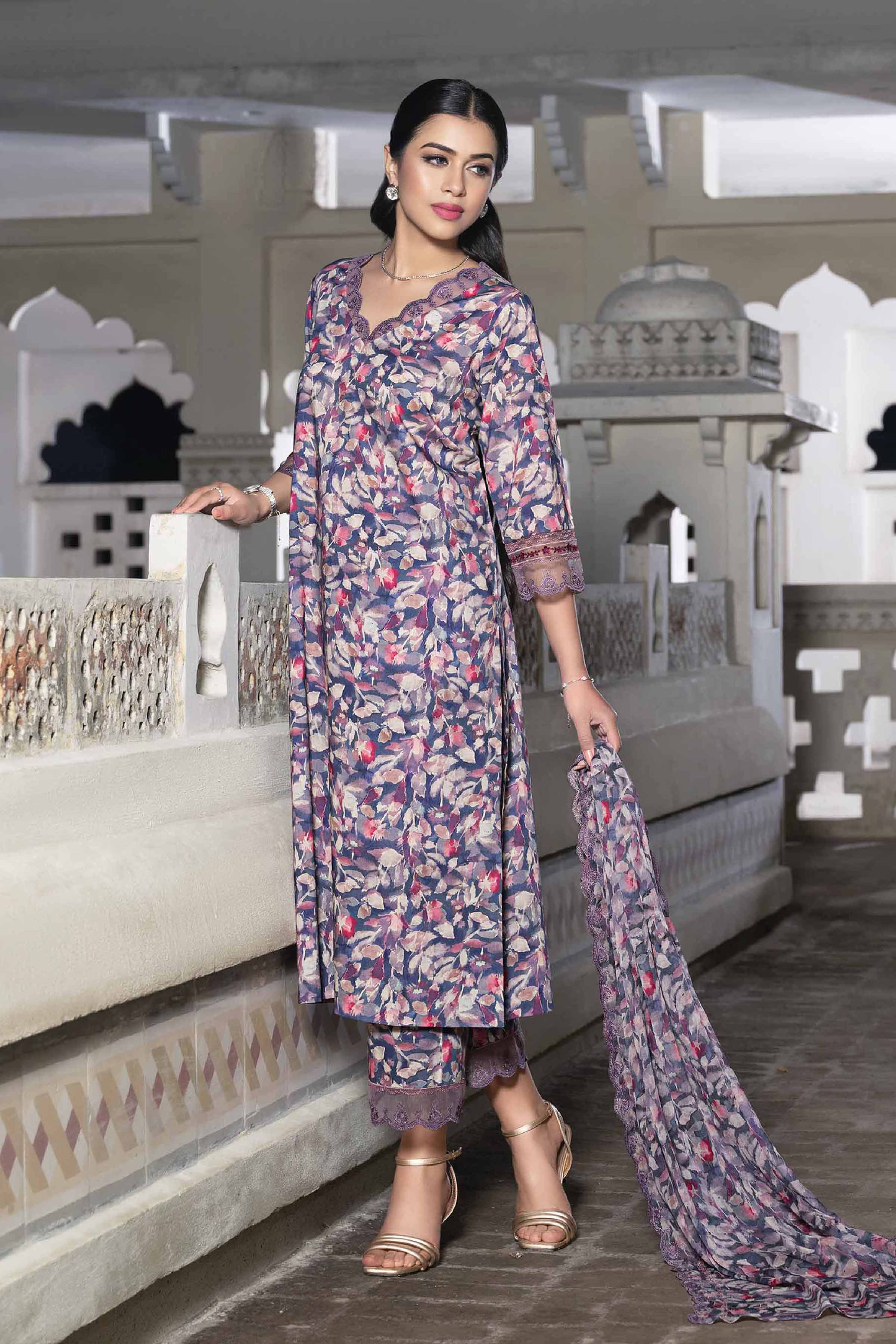 3 Piece - Printed Embroidered Suit - KFE24-77