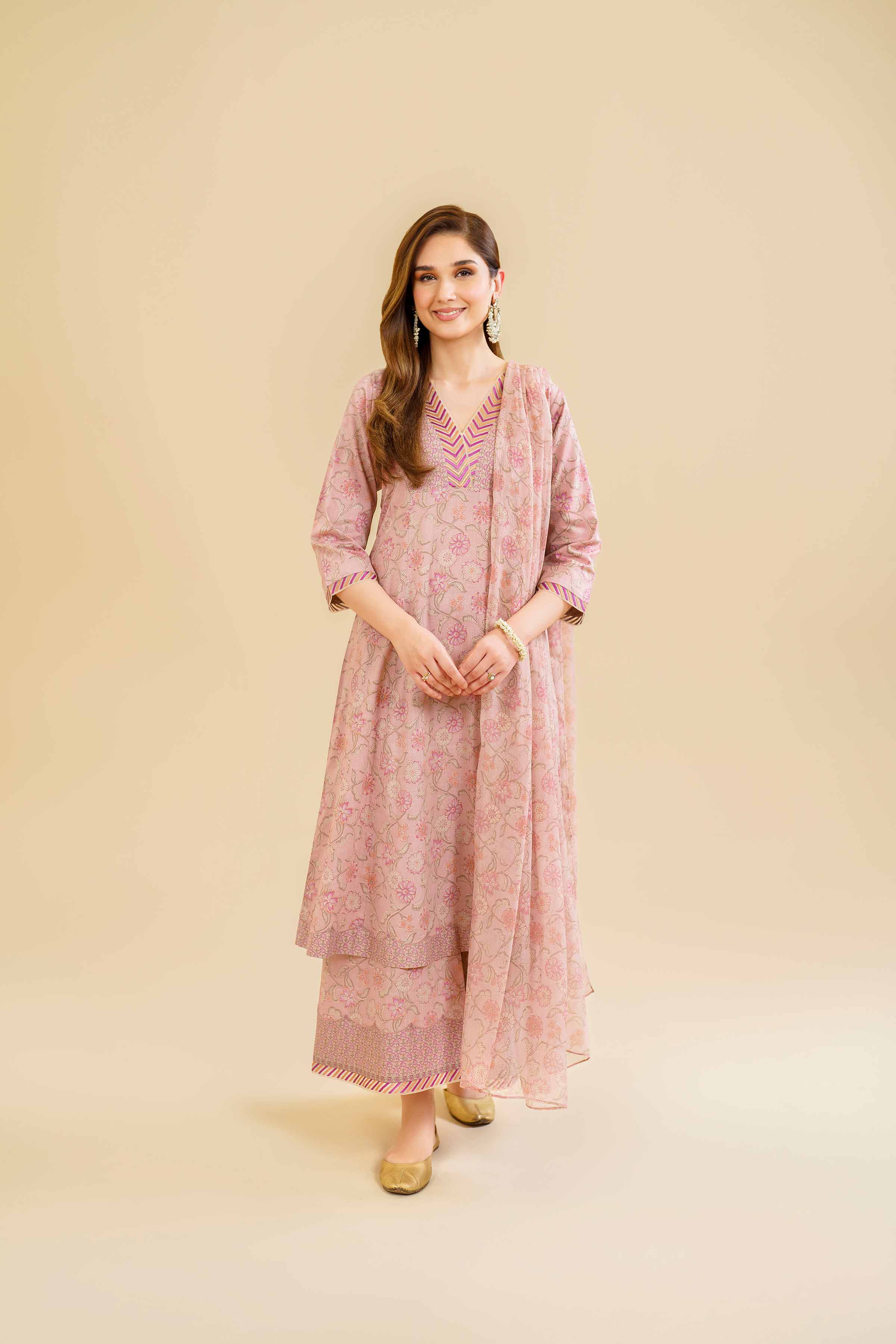 3 Piece - Printed Embroidered Suit - KFE24-91
