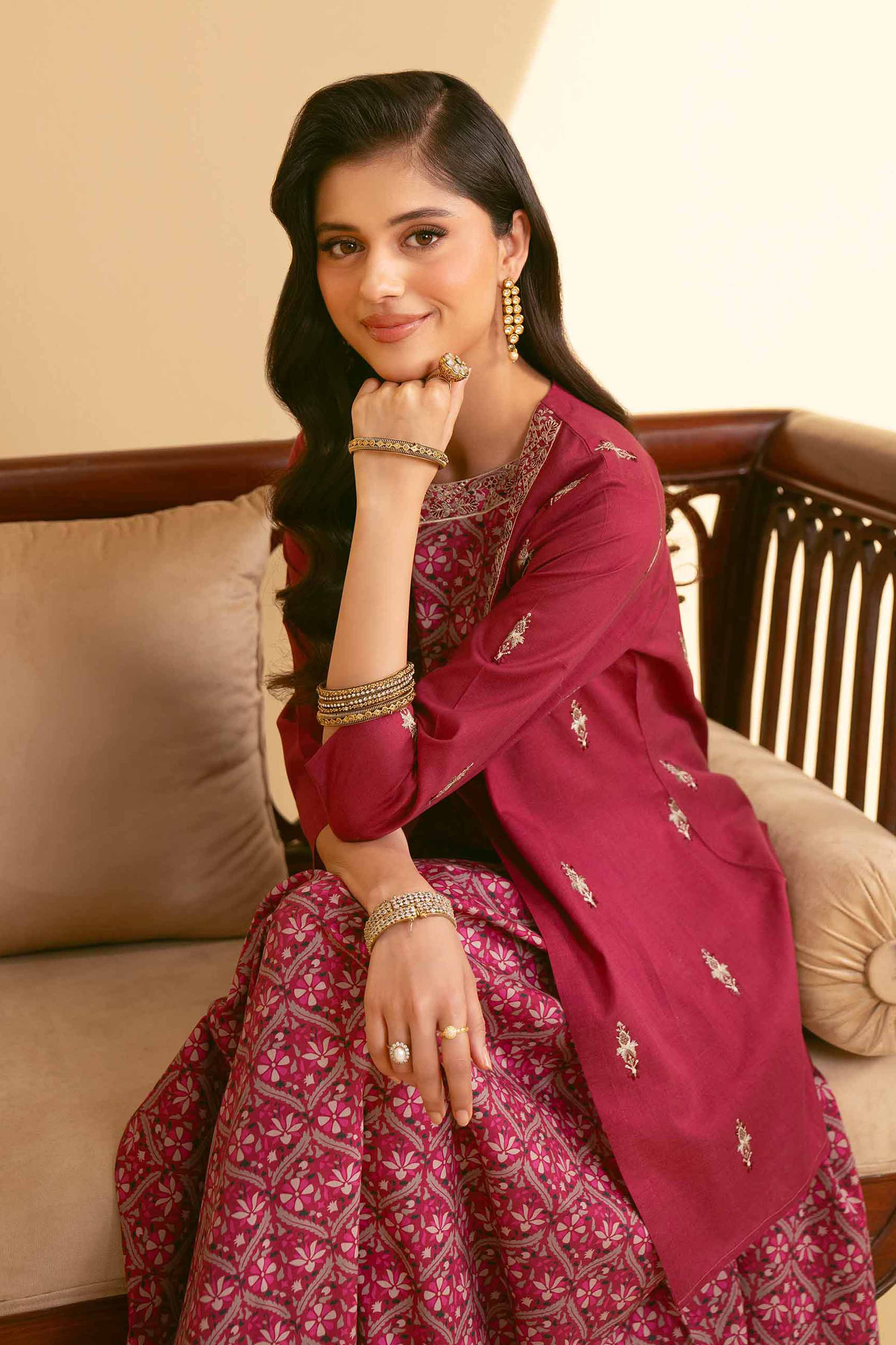 2 Piece - Printed Embroidered Suit - KFE25-29