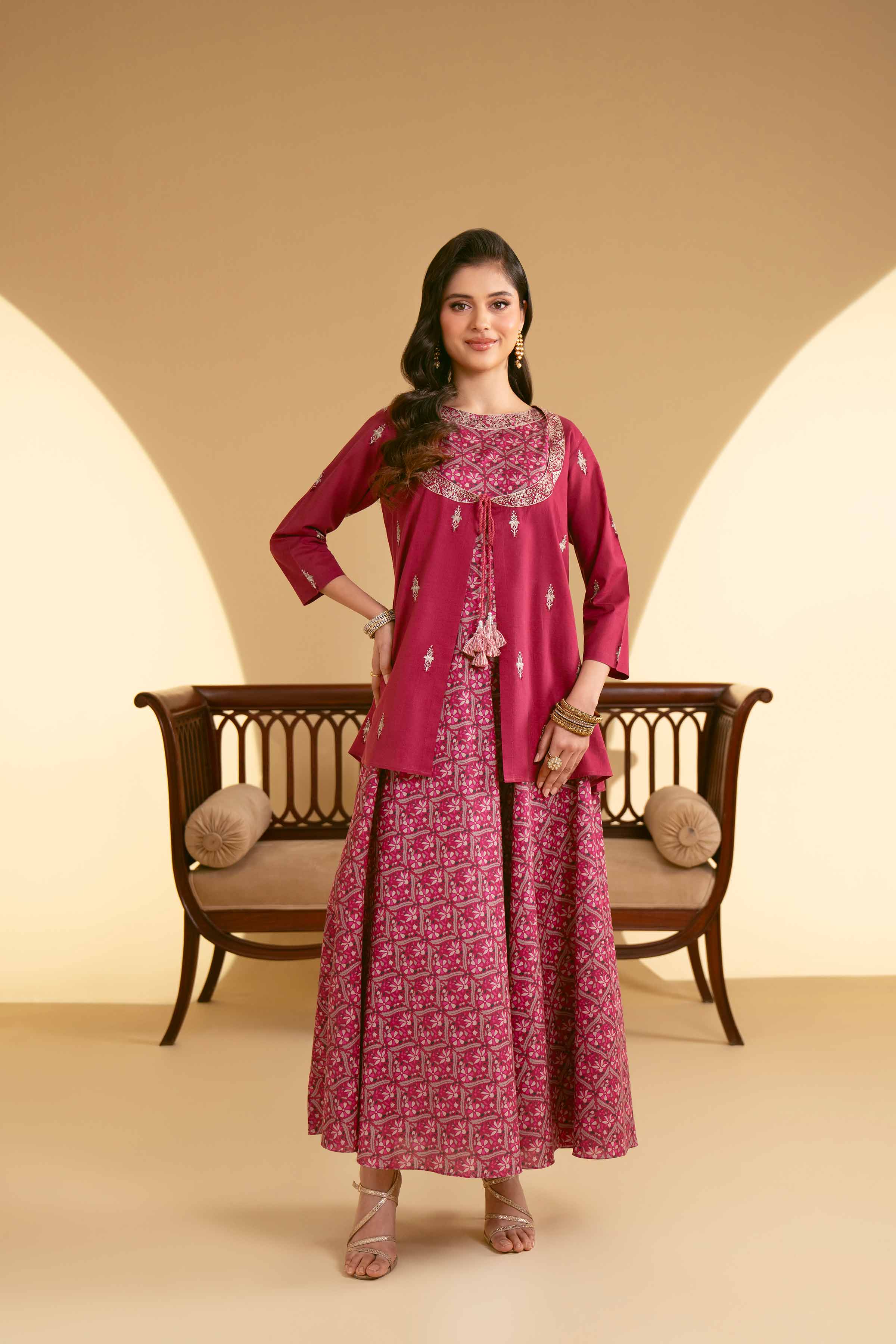 2 Piece - Printed Embroidered Suit - KFE25-29