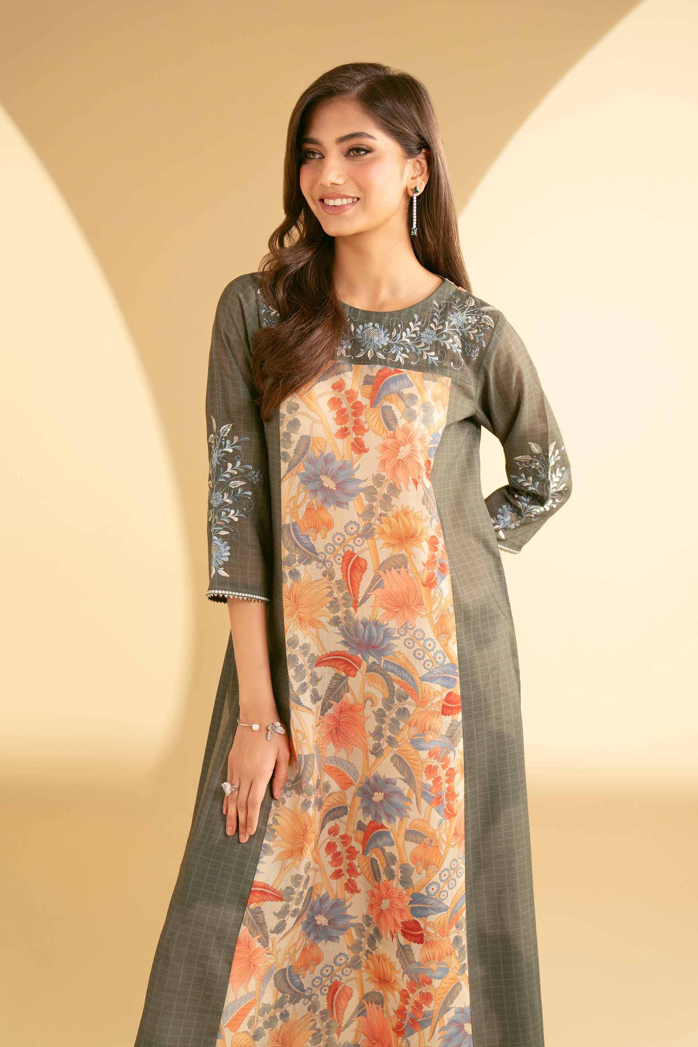 2 Piece - Printed Embroidered Suit - KFE25-48